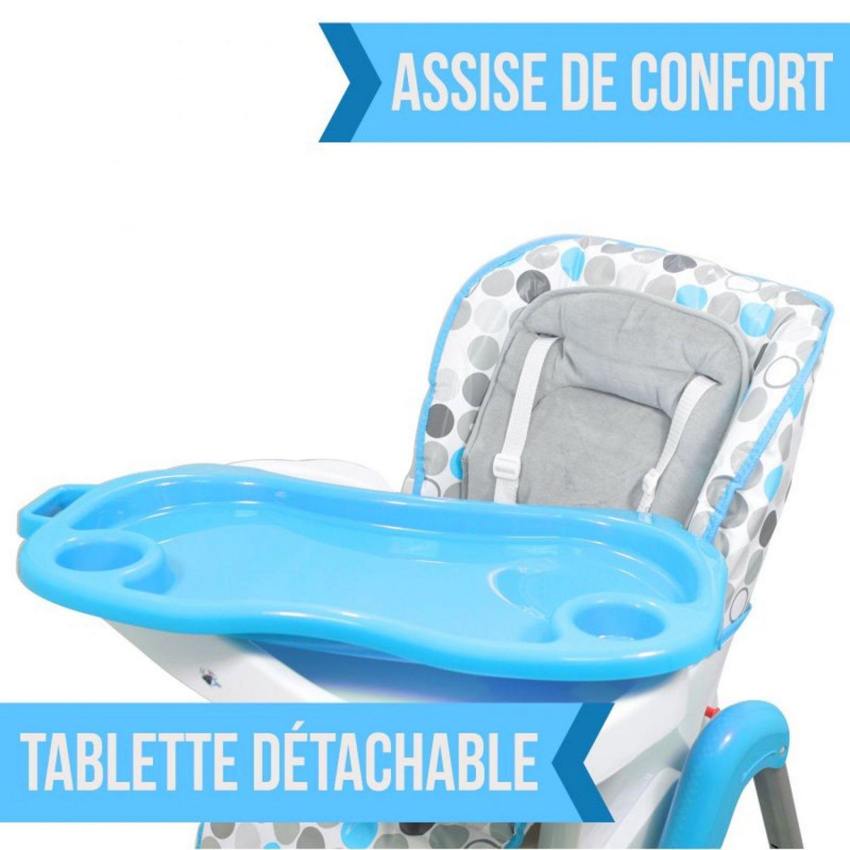 Monsieur Bébé Chaise haute bébé pliable réglable hauteur dossier tablette - Ptit