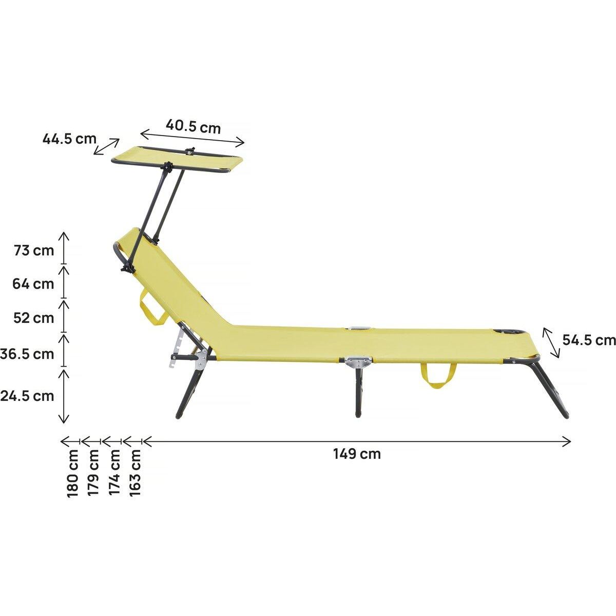 Habitat et Jardin Bain de soleil pliable  Lazy  - Avec pare soleil - Jaune