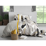 ATELIER DU COTON Parure Housse De Couette 100% Coton 57fils Palmora. Coloris disponibles : Multicolore