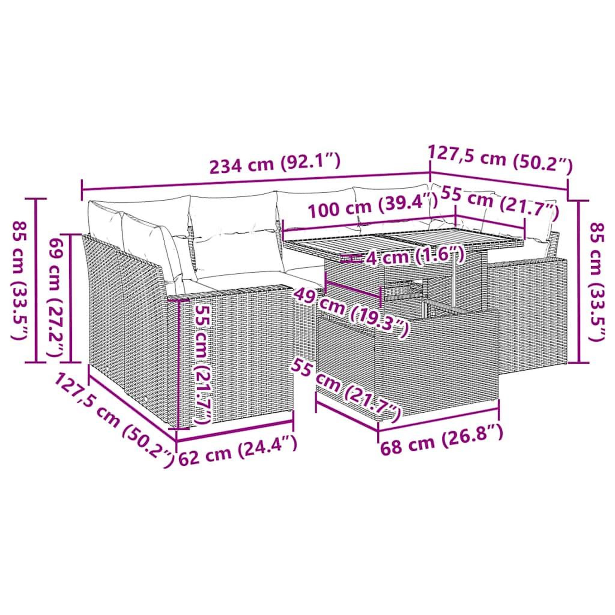 Voir la diapositive 6 : VIDAXL Salon de jardin 7 pcs avec coussins noir resine tressee