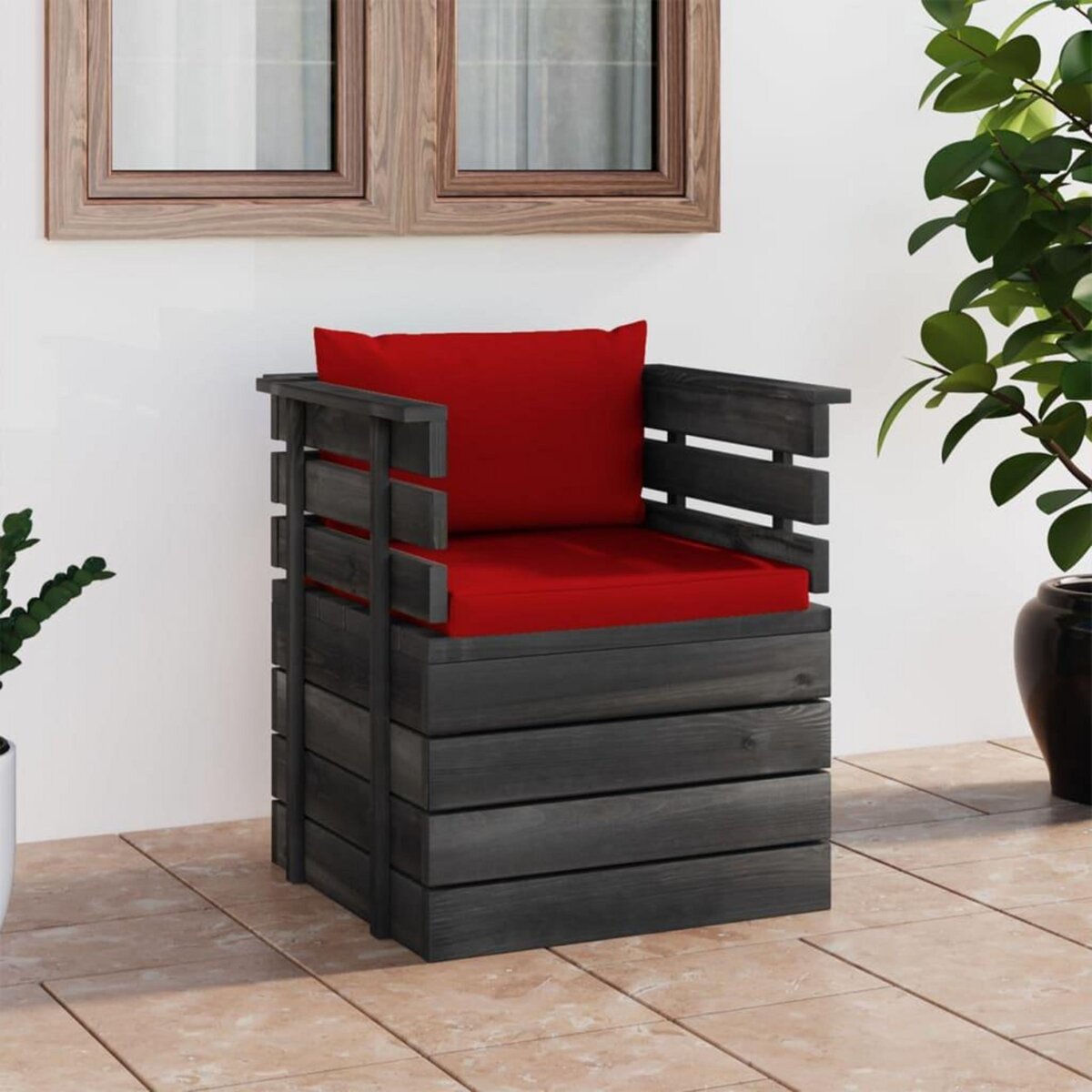 VIDAXL Fauteuil de jardin avec coussins Bois de pin