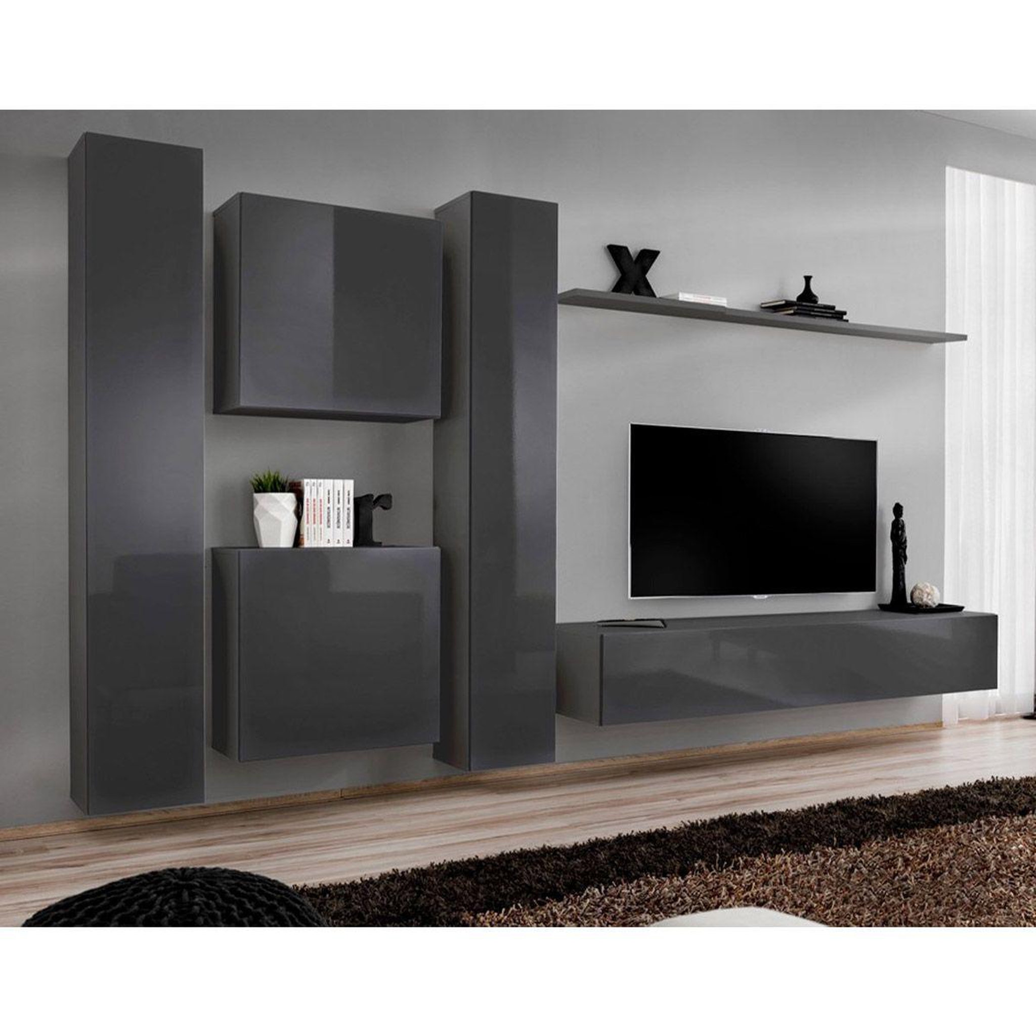 Voir la diapositive 1 : Paris Prix Meuble tv mural design  switch vi  330cm gris