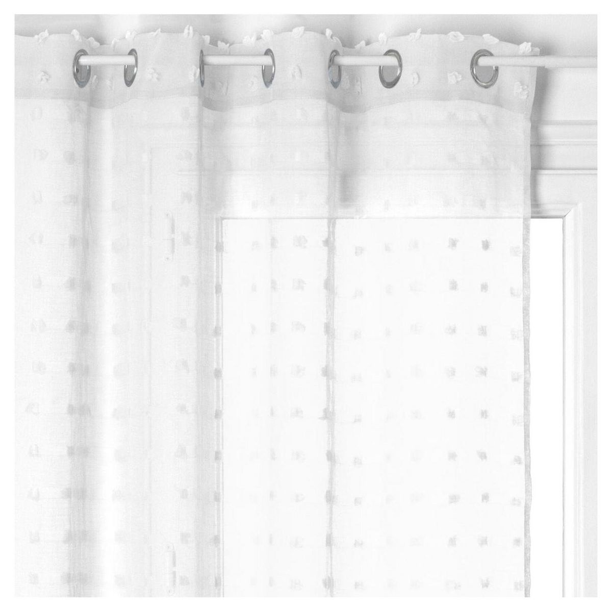 ATMOSPHERA Rideau Voilage à oeillets métal en polyester motifs plumetis 140x240cm LILY 