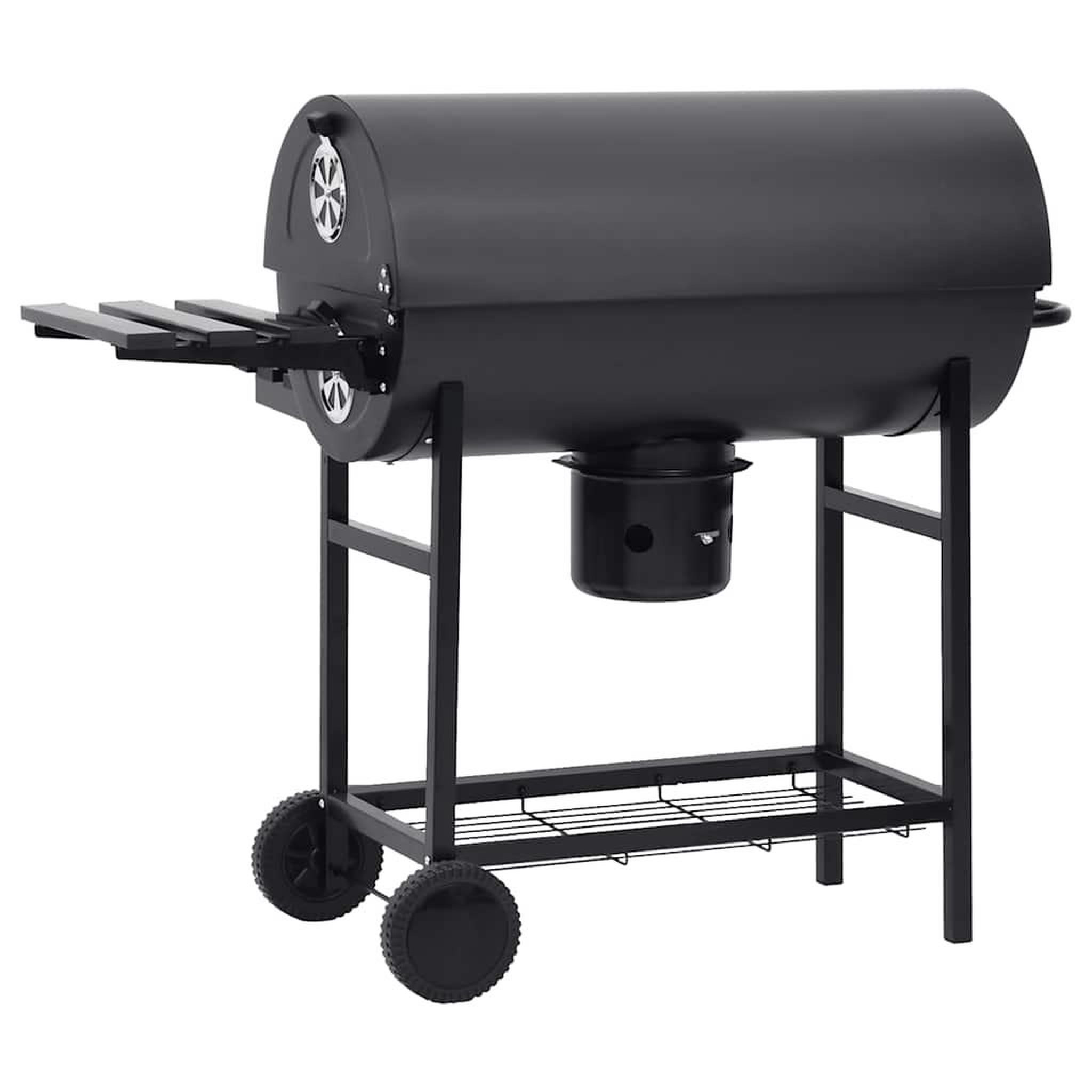 Voir la diapositive 5 : VIDAXL Gril a baril avec roues et etageres Noir Acier 115x85x95 cm
