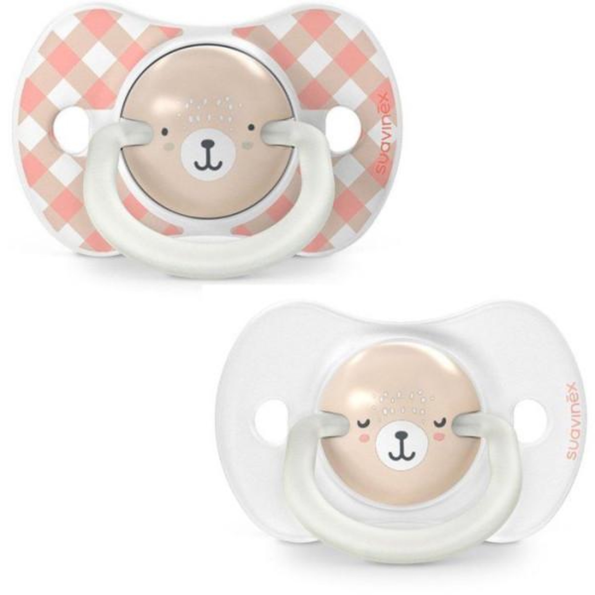 Suavinex Lot de 2 sucettes symétriques - SUAVINEX - Night&Day Wild&Free - SX Pro - 0 a 6 mois - Rose