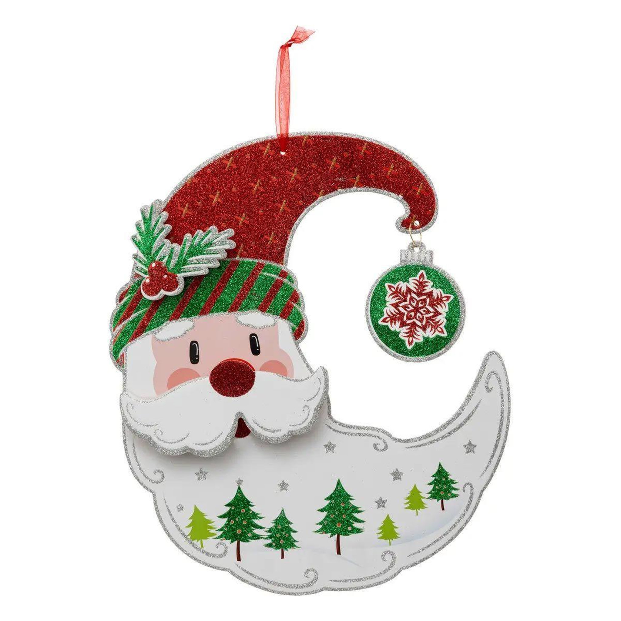 ATMOSPHERA Sujet de noël  lune de père noël  35cm blanc