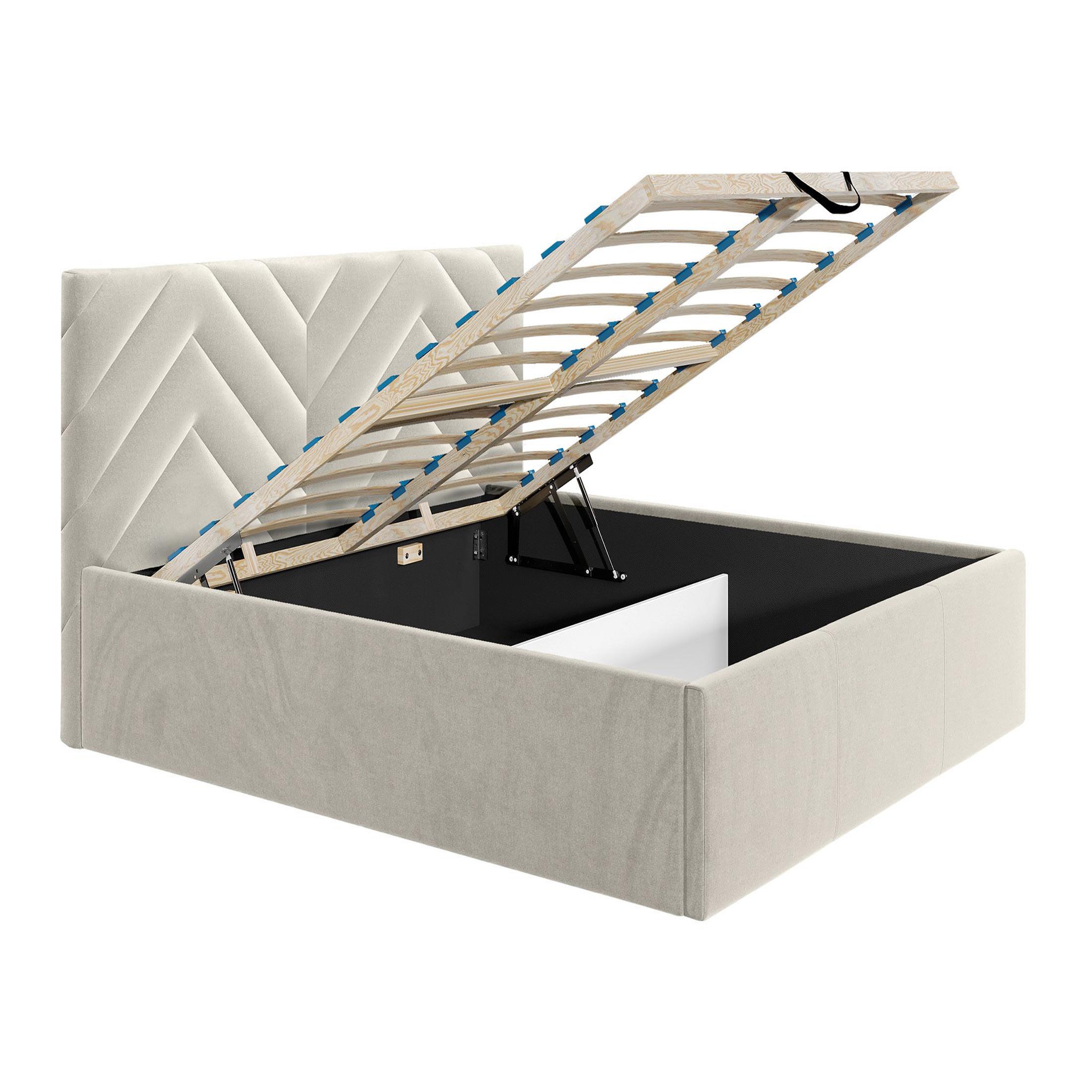 Voir la diapositive 2 : BEST MOBILIER Santiago - lit coffre - 180x200 - sommier inclus - en velours
