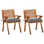 Voir la diapositive 1 : VIDAXL Chaises a manger de jardin avec coussins lot de 2 Acacia massif