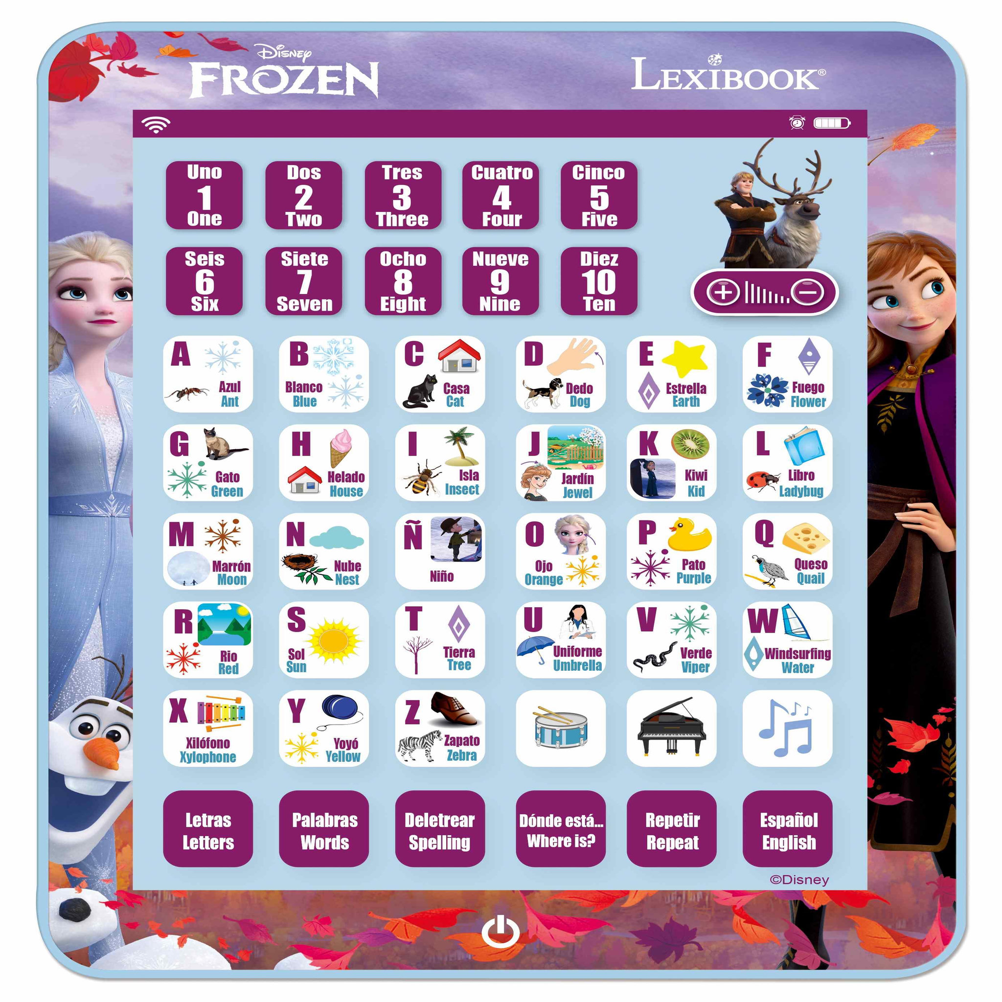 Lexibook Tablette Éducative bilingue La Reine des Neiges en espagnol et en anglais