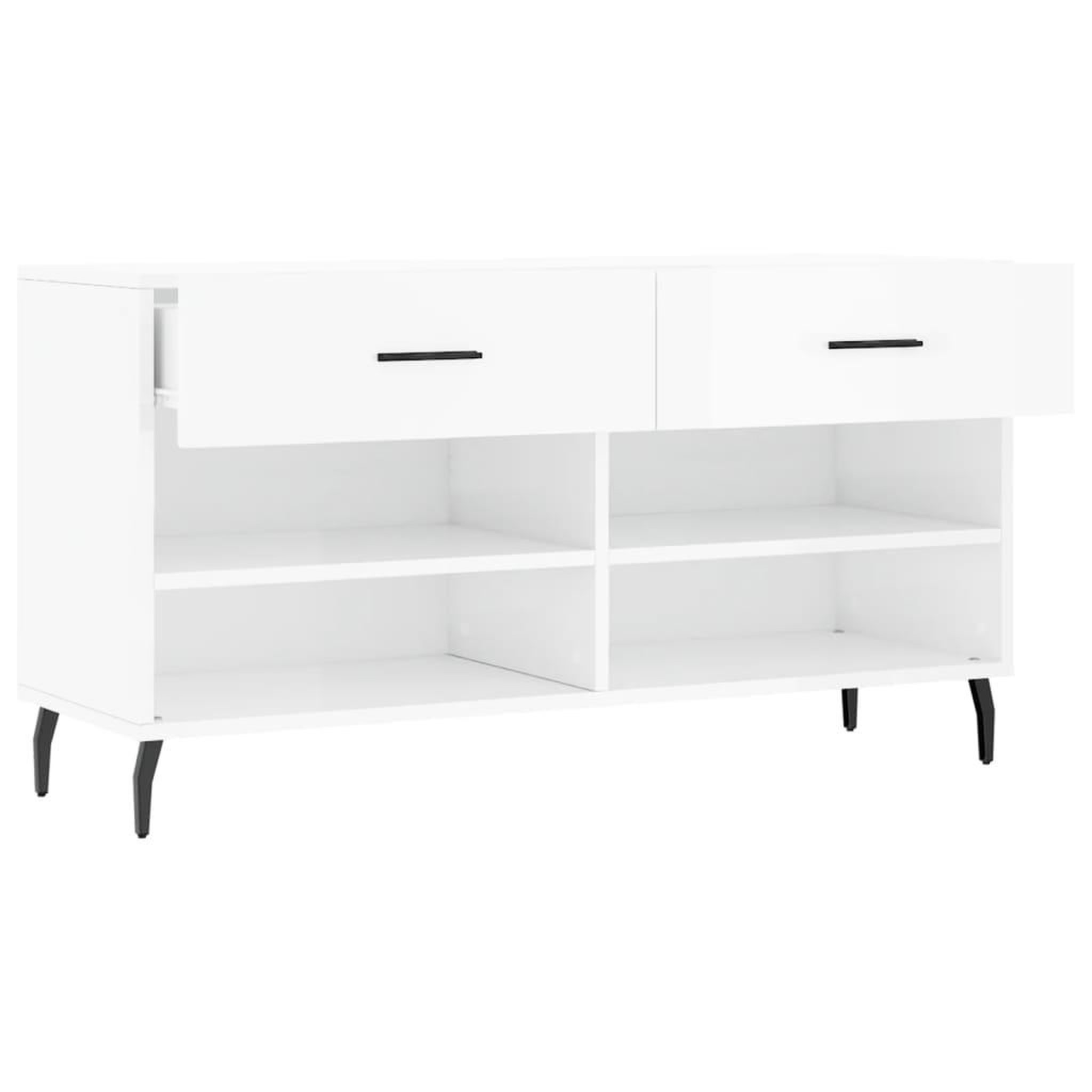 Voir la diapositive 5 : VIDAXL Banc a chaussures blanc brillant 102x35x55 cm bois d'ingenierie