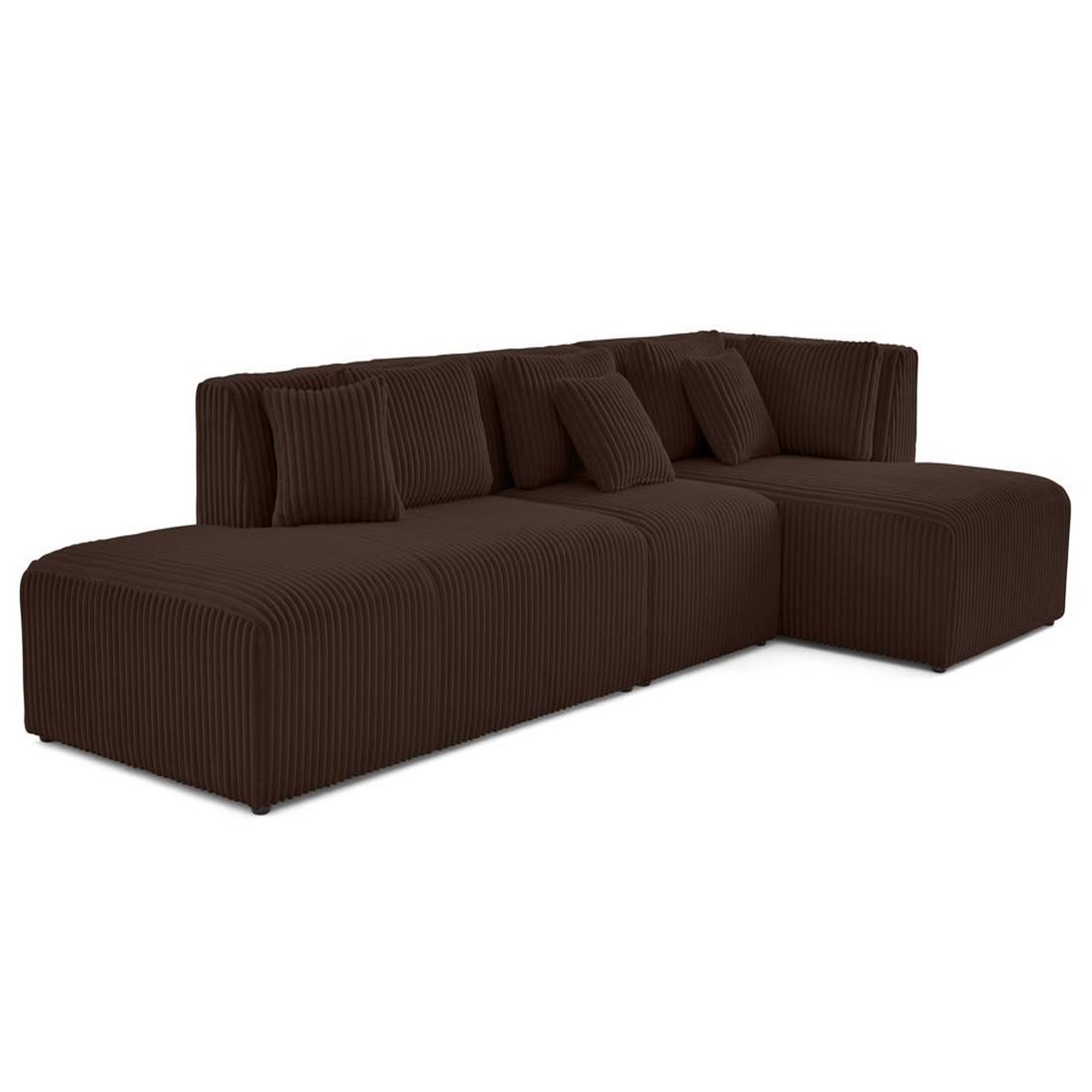 Voir la diapositive 2 : LISA DESIGN Victoire - canapé modulable d'angle droit 5 places en velours côtelé grosses côtes