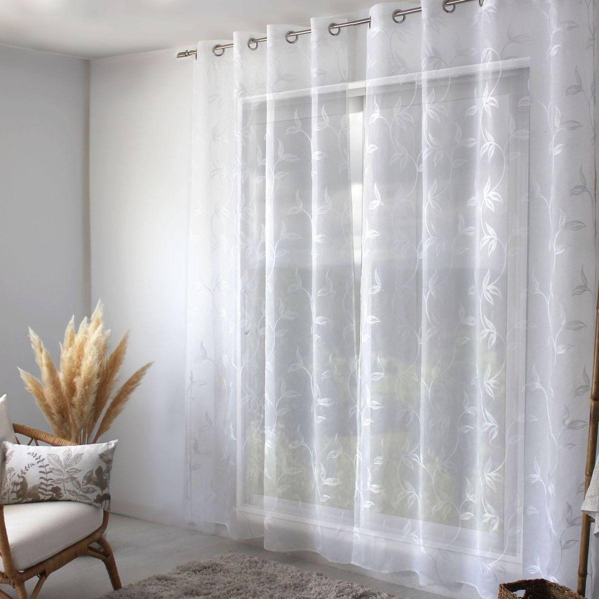 ENJOY HOME Rideau voilage brodé  natura  140x240cm blanc