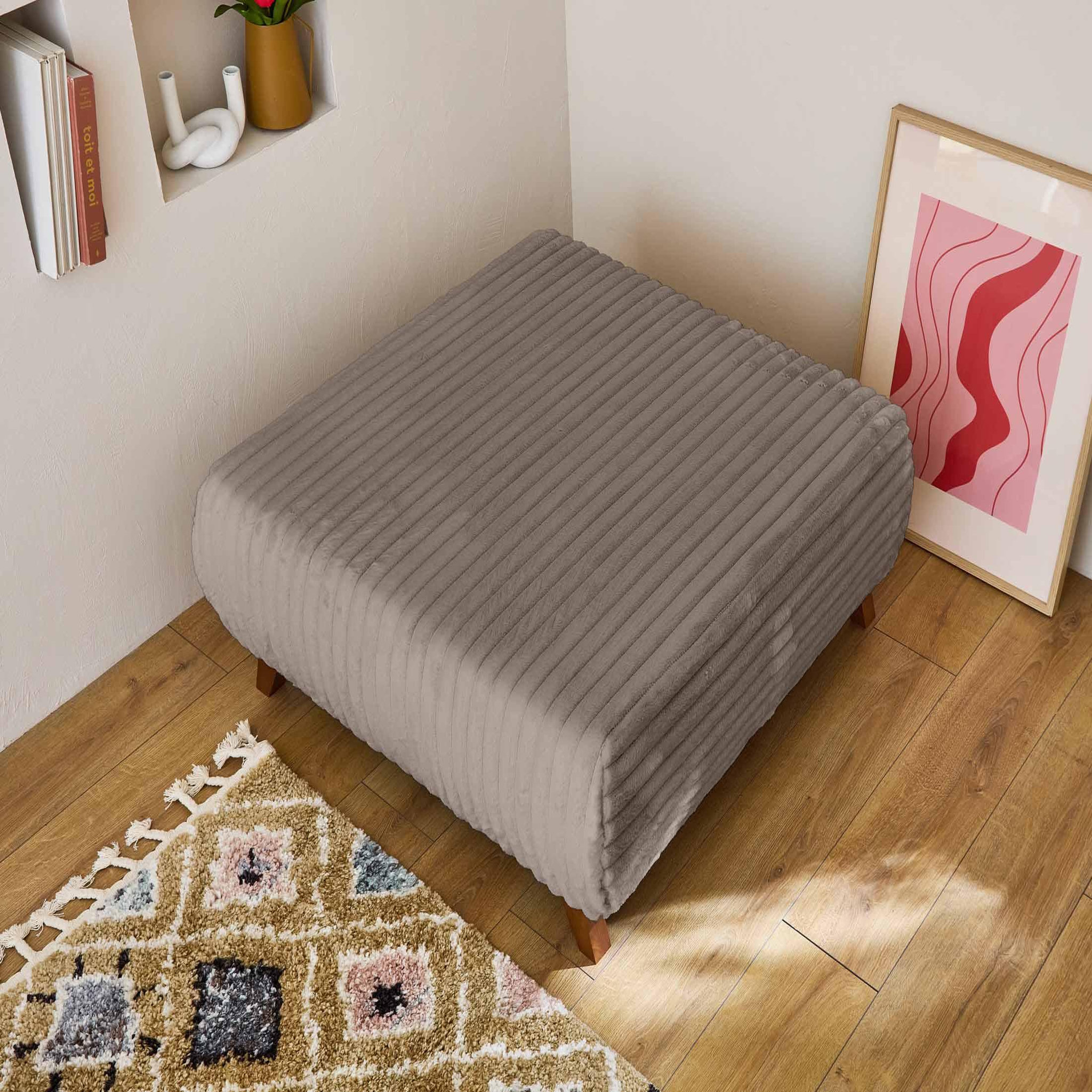 Voir la diapositive 4 : BEST MOBILIER Cristal - pouf modulable - 95 cm - en fausse fourrure côtelée