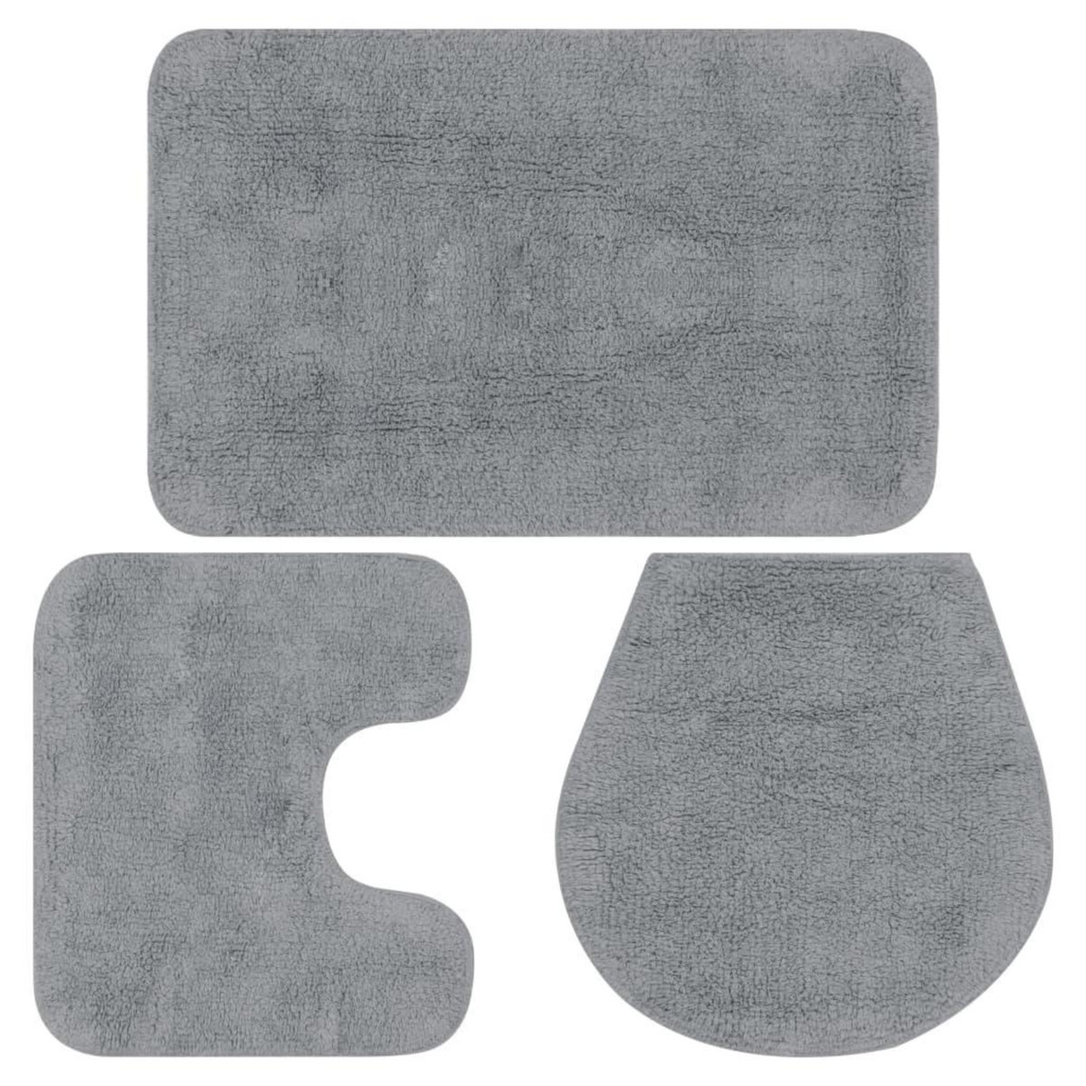 VIDAXL Jeu de tapis de salle de bain 3 pcs Tissu Gris