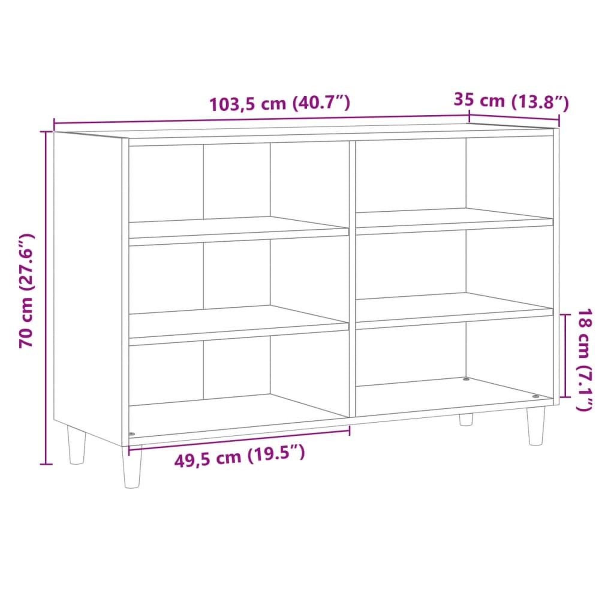 Voir la diapositive 6 : VIDAXL Buffet vieux bois 103,5x35x70 cm bois d'ingenierie