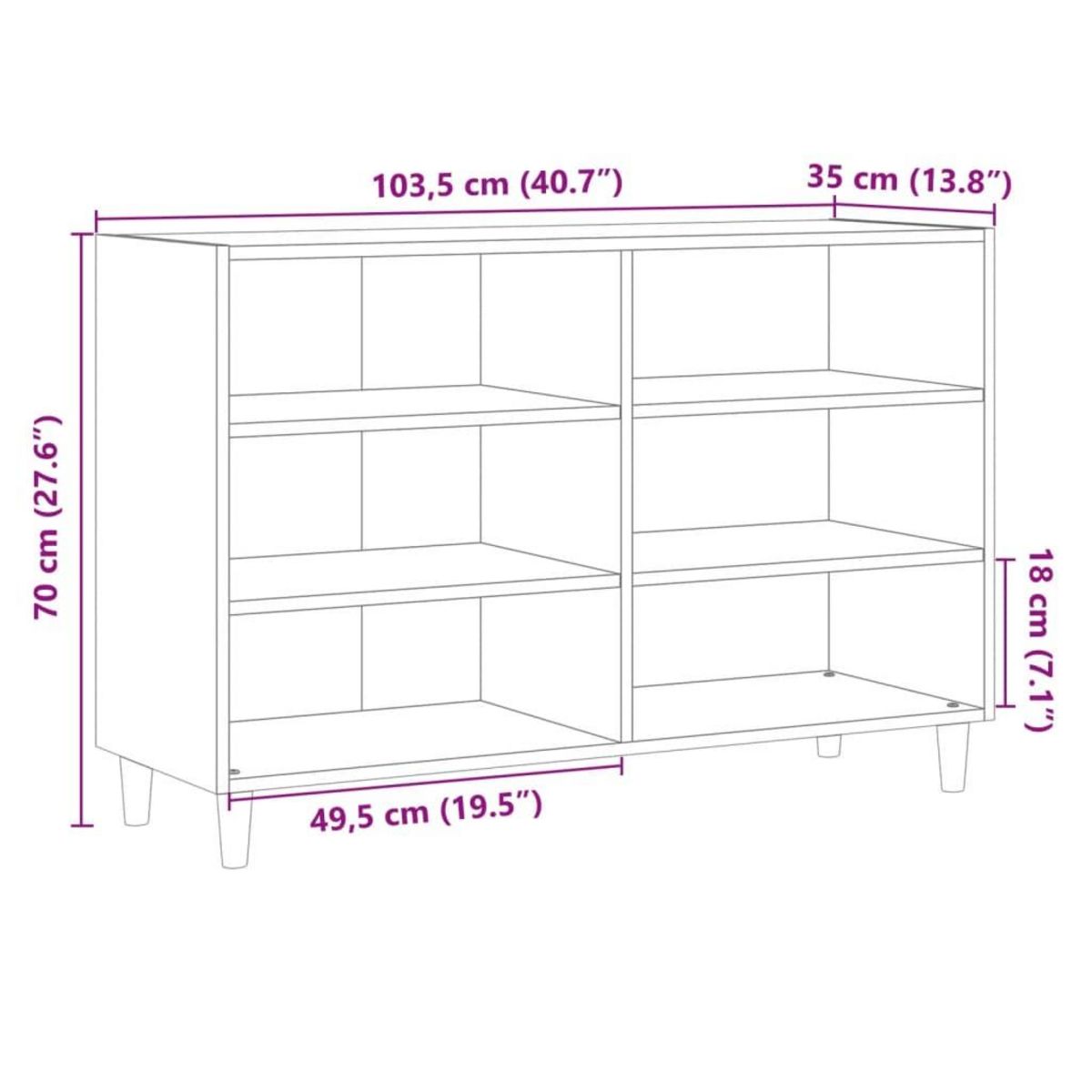 VIDAXL Buffet vieux bois 103,5x35x70 cm bois d'ingenierie