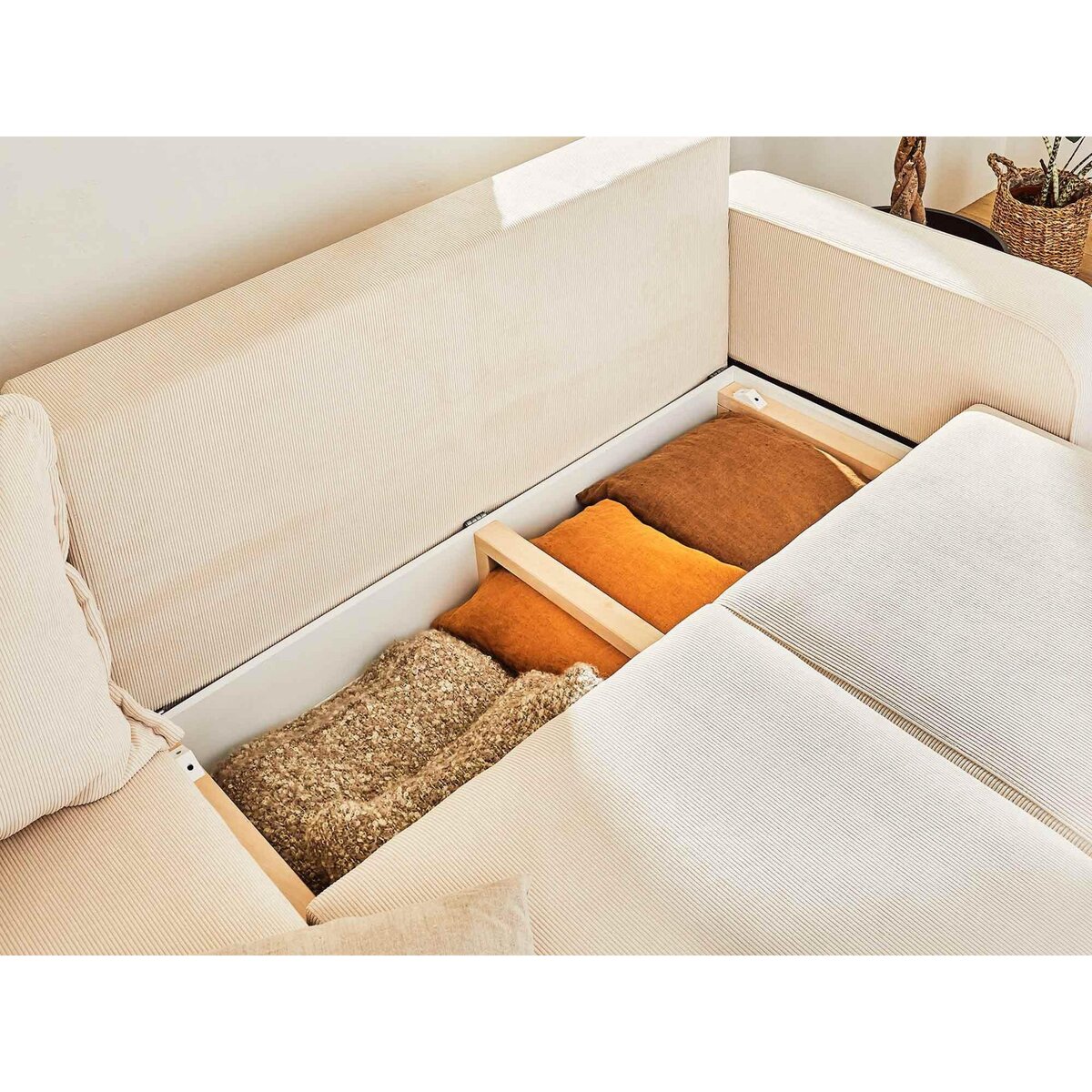 LISA DESIGN Albane - canapé d'angle gauche - 4 places - convertible avec coffre - en velours côtelé