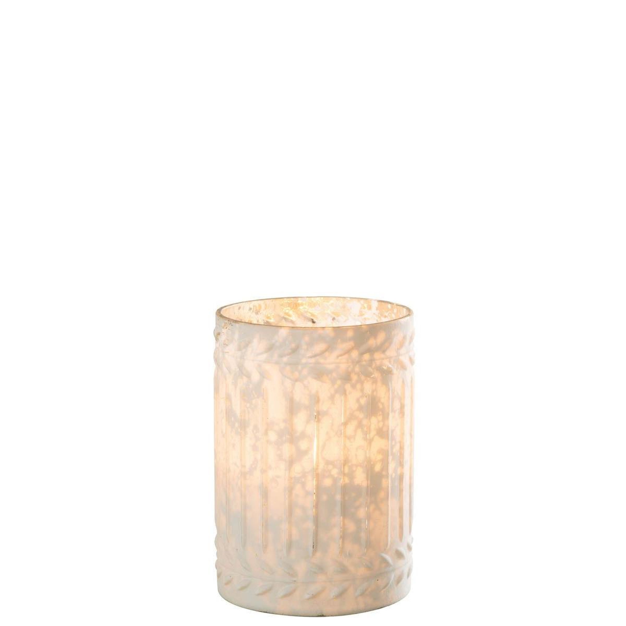 Voir la diapositive 2 : J-LINE Photophore déco en verre  ezy  18cm blanc
