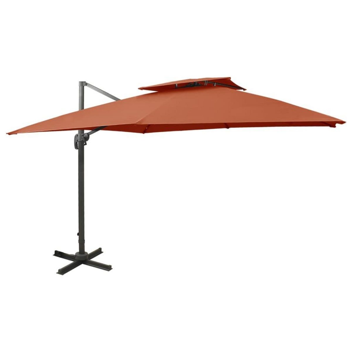 VIDAXL Parasol de jardin en porte-a-faux avec double toit terre cuite