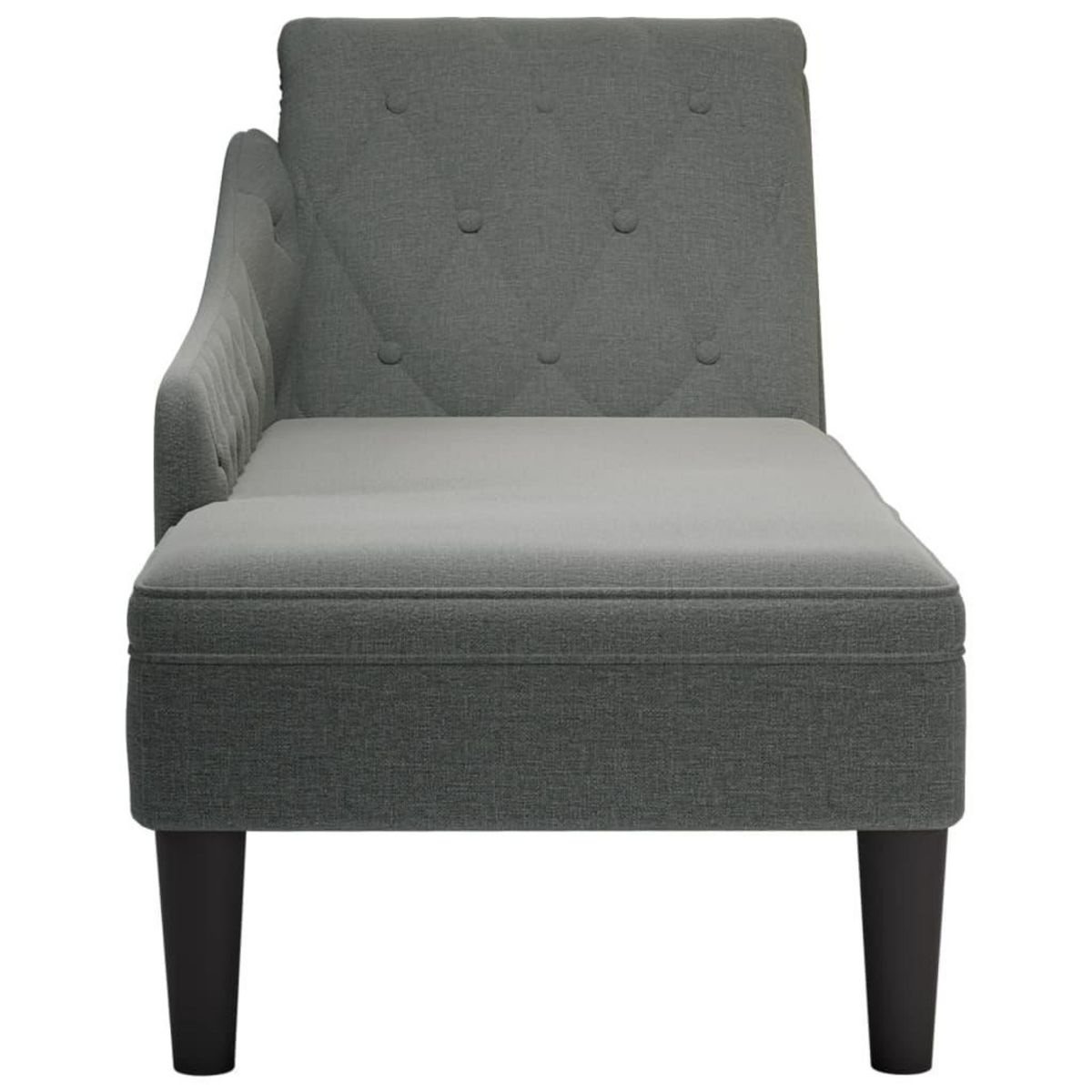 VIDAXL Fauteuil long avec coussin et accoudoir droit gris fonce tissu