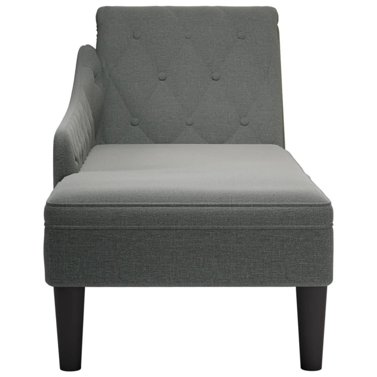 VIDAXL Fauteuil long avec coussin et accoudoir droit gris fonce tissu