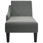 Voir la diapositive 4 : VIDAXL Fauteuil long avec coussin et accoudoir droit gris fonce tissu