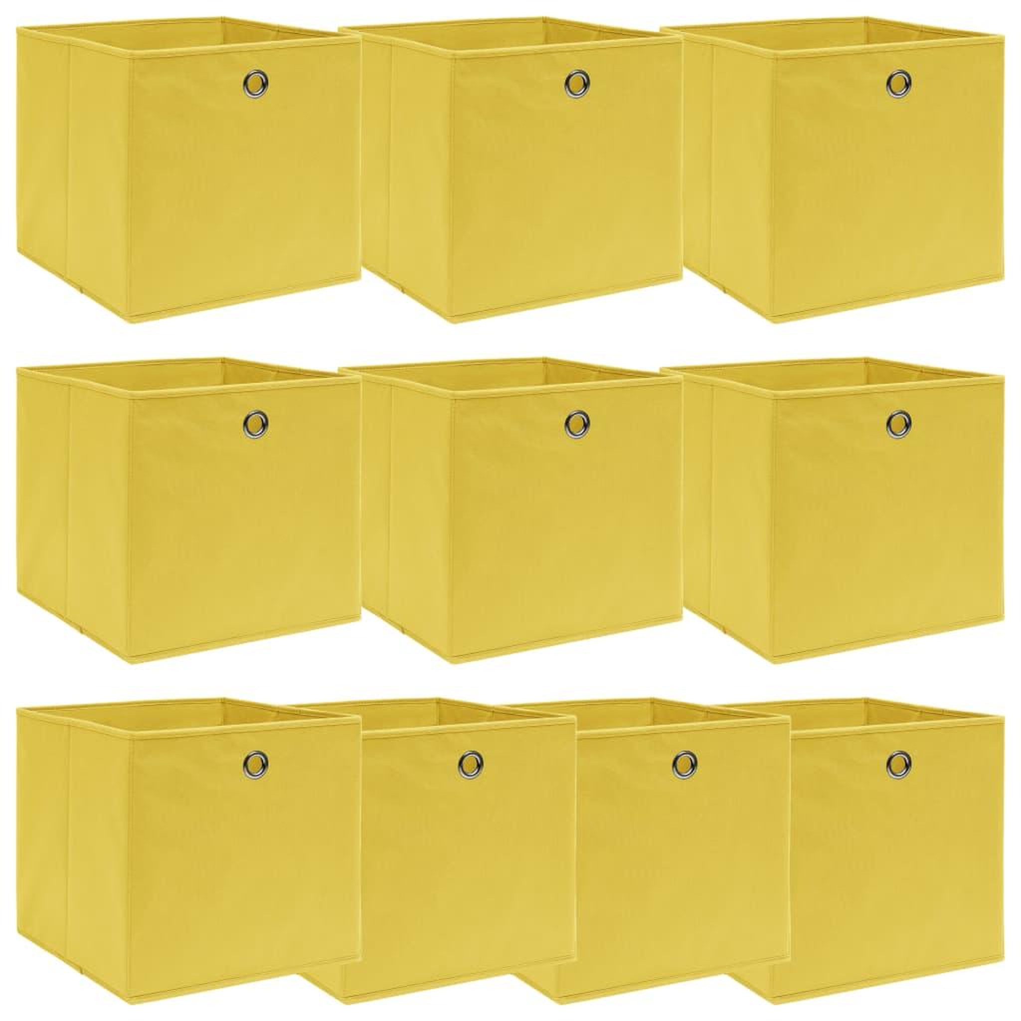 Voir la diapositive 1 : VIDAXL Boîtes de rangement 10 pcs Jaune 32x32x32 cm Tissu
