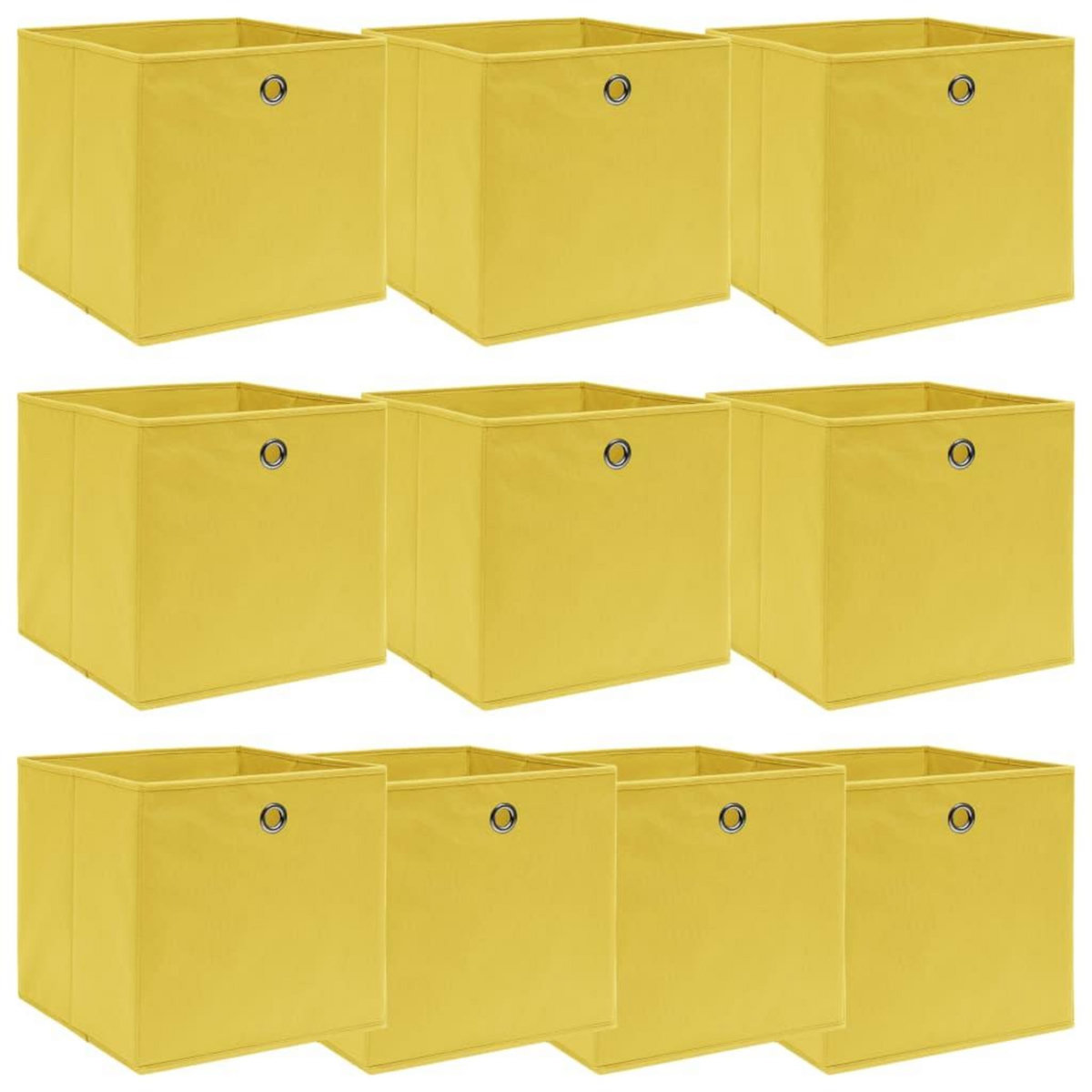 VIDAXL Boîtes de rangement 10 pcs Jaune 32x32x32 cm Tissu