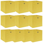 VIDAXL Boîtes de rangement 10 pcs Jaune 32x32x32 cm Tissu