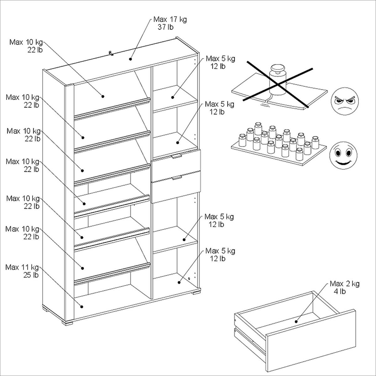 Meuble à chaussures multi-rangements éclairage LED JACKY