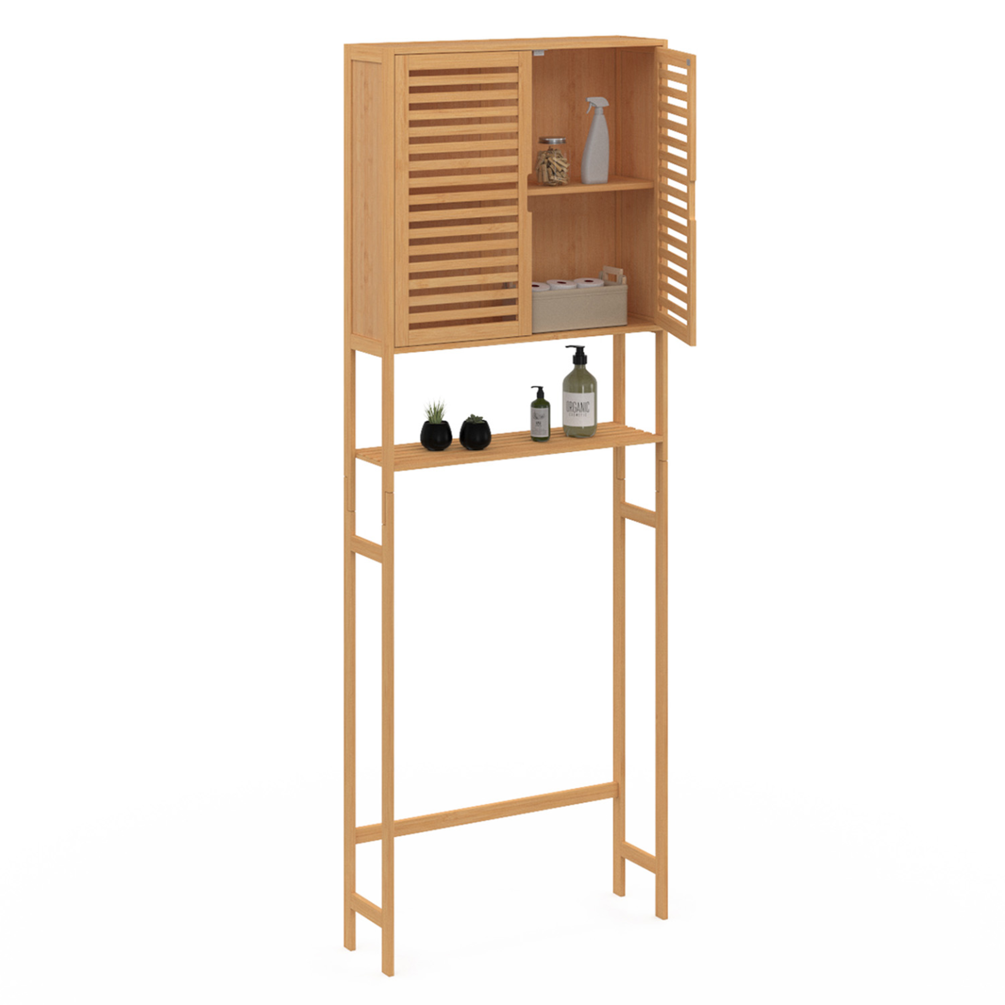 Voir la diapositive 5 : ID MARKET Meuble étagère dessus wc placard bambou bea