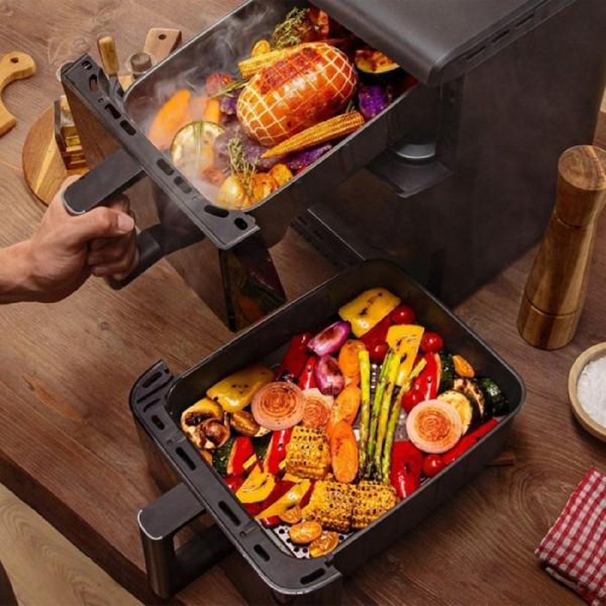 Voir la diapositive 4 : CECOTEC Friteuse electrique  a air sans huile cecotec cecofry duolevel 10000 duosize window 10l fenetre