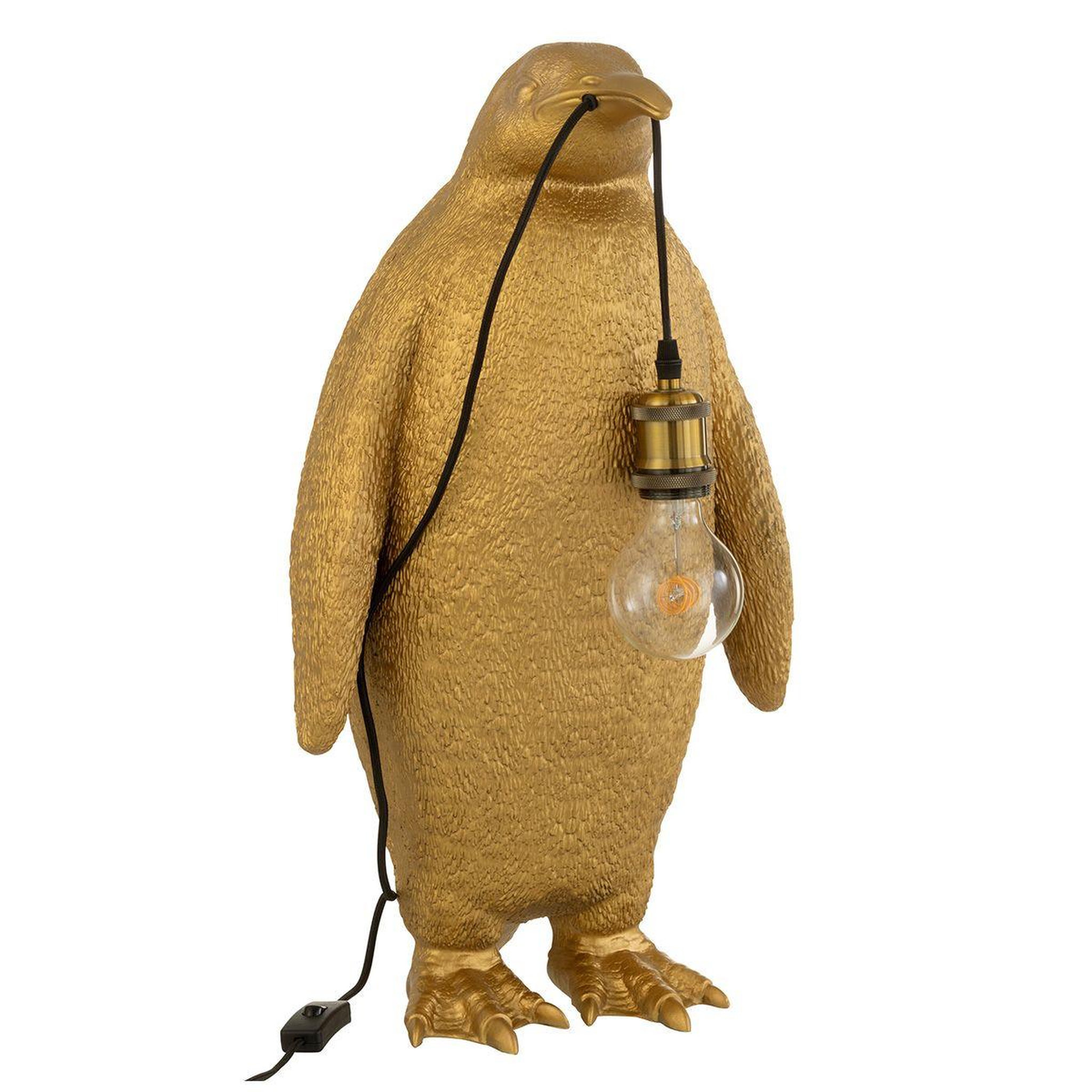 Voir la diapositive 1 : J-LINE Lampe à Poser en Résine  Pingouin  59cm Or
