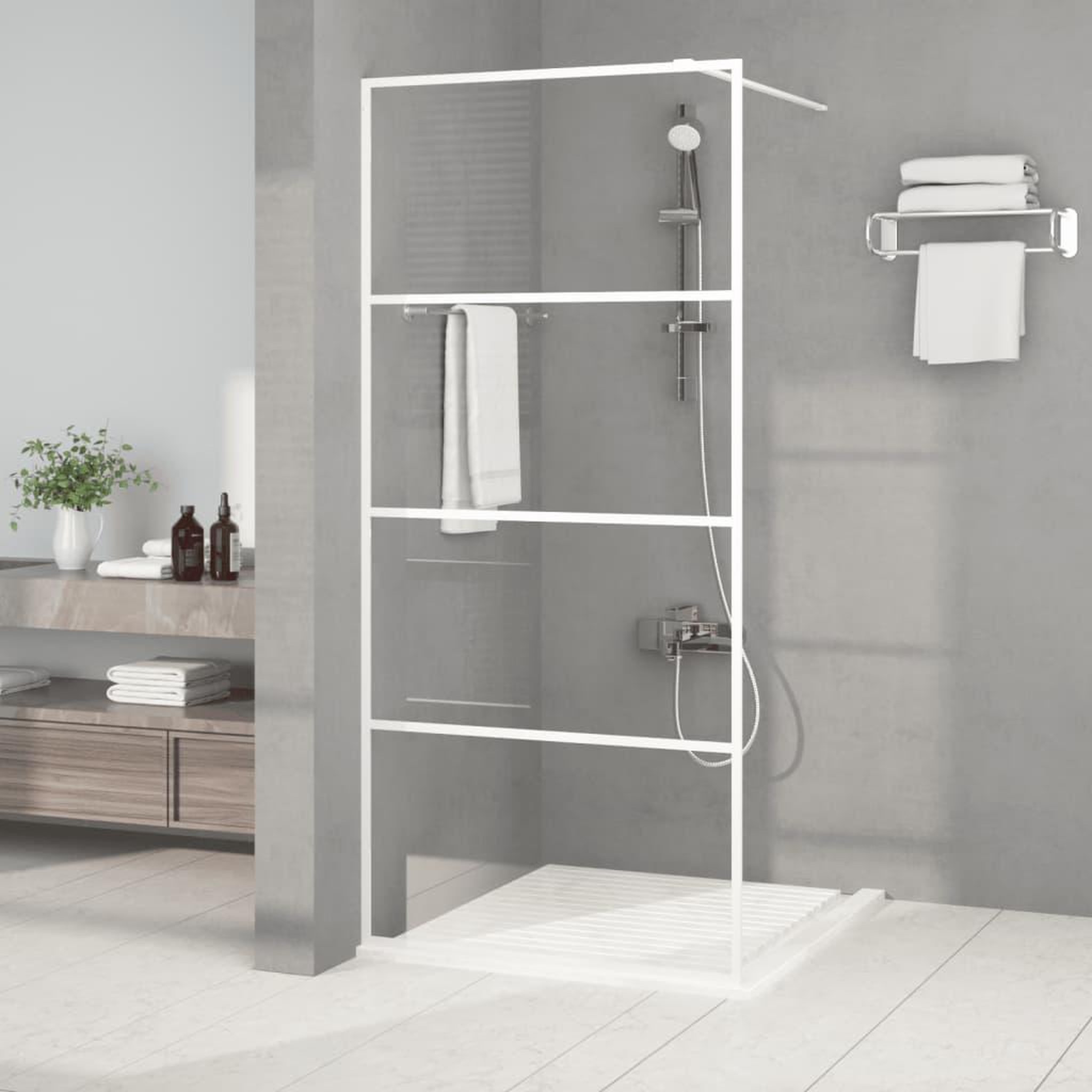 VIDAXL Paroi de douche Blanc 90x195 cm Verre ESG transparent