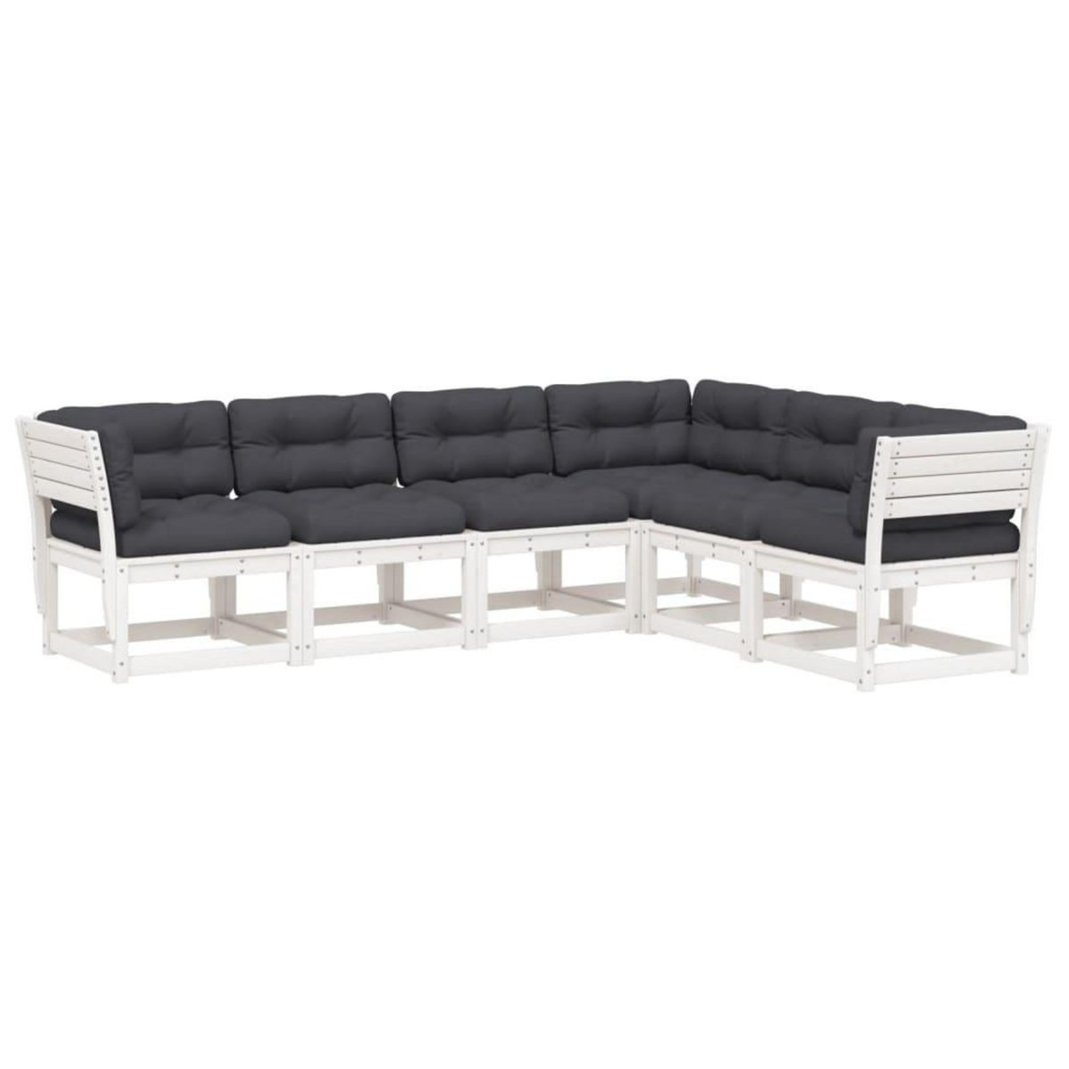 VIDAXL Salon de jardin 6 pcs avec coussins blanc bois massif de pin