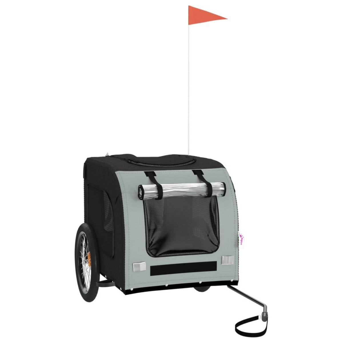 VIDAXL Remorque de velo pour animaux de compagnie gris et noir