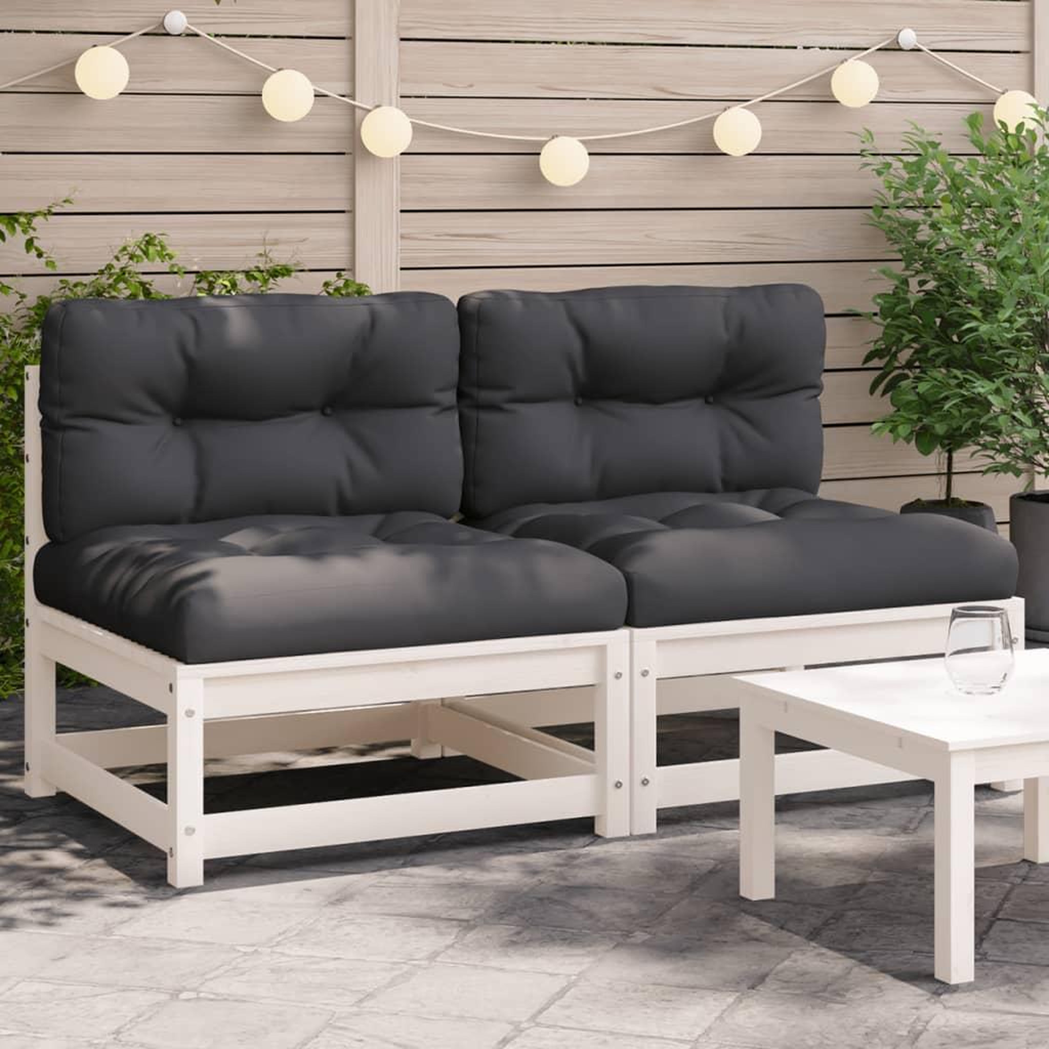 VIDAXL Canapes de jardin sans accoudoirs coussins 2pcs bois massif pin