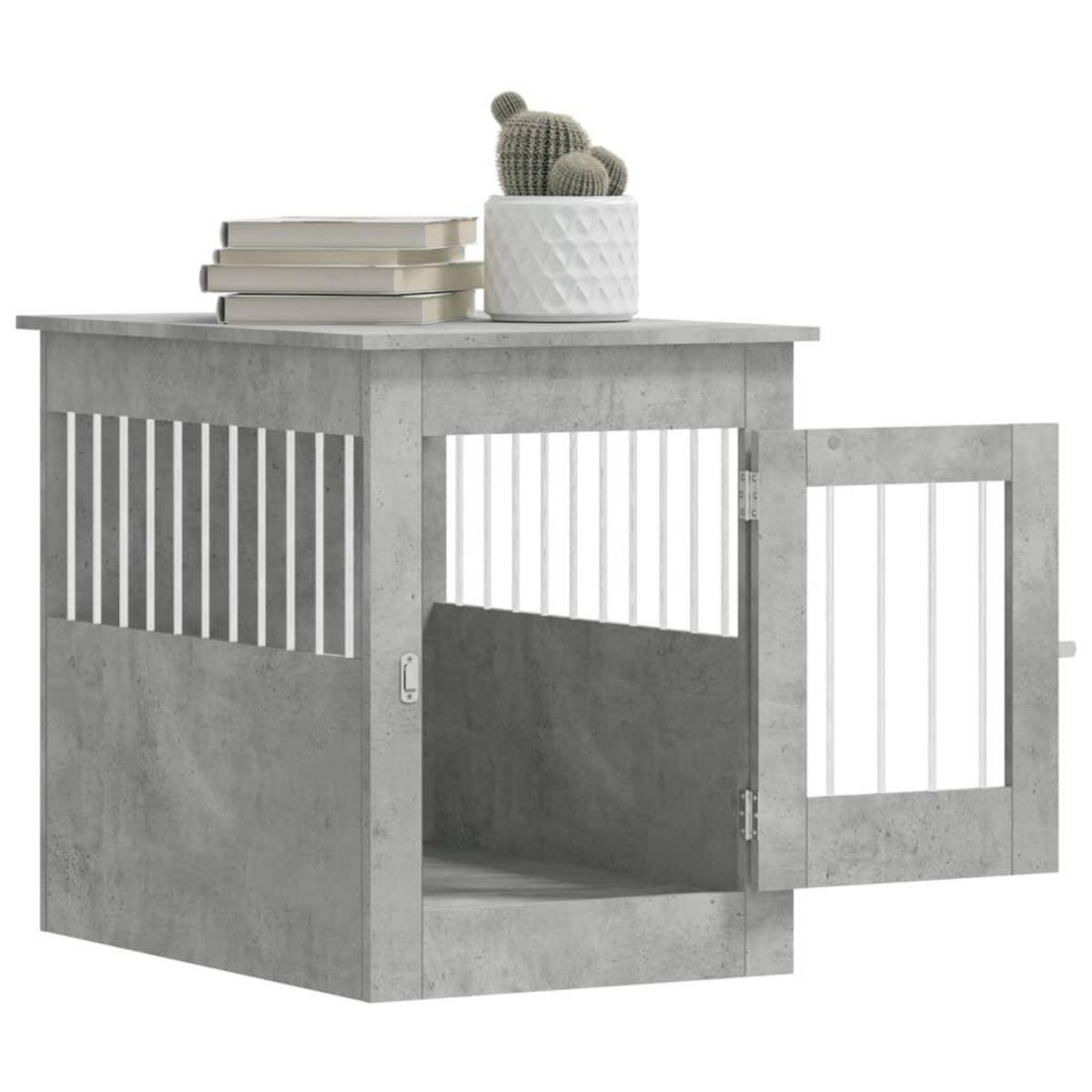 VIDAXL Meuble de cage pour chiens gris beton 55x80x68 cm