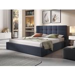 BEST MOBILIER Mael - lit coffre - 160x200 - en tissu - sommier inclus. Coloris disponibles : Bleu, Gris