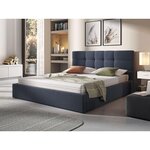 BEST MOBILIER Mael - lit coffre - 160x200 - en tissu - sommier inclus. Coloris disponibles : Bleu, Gris