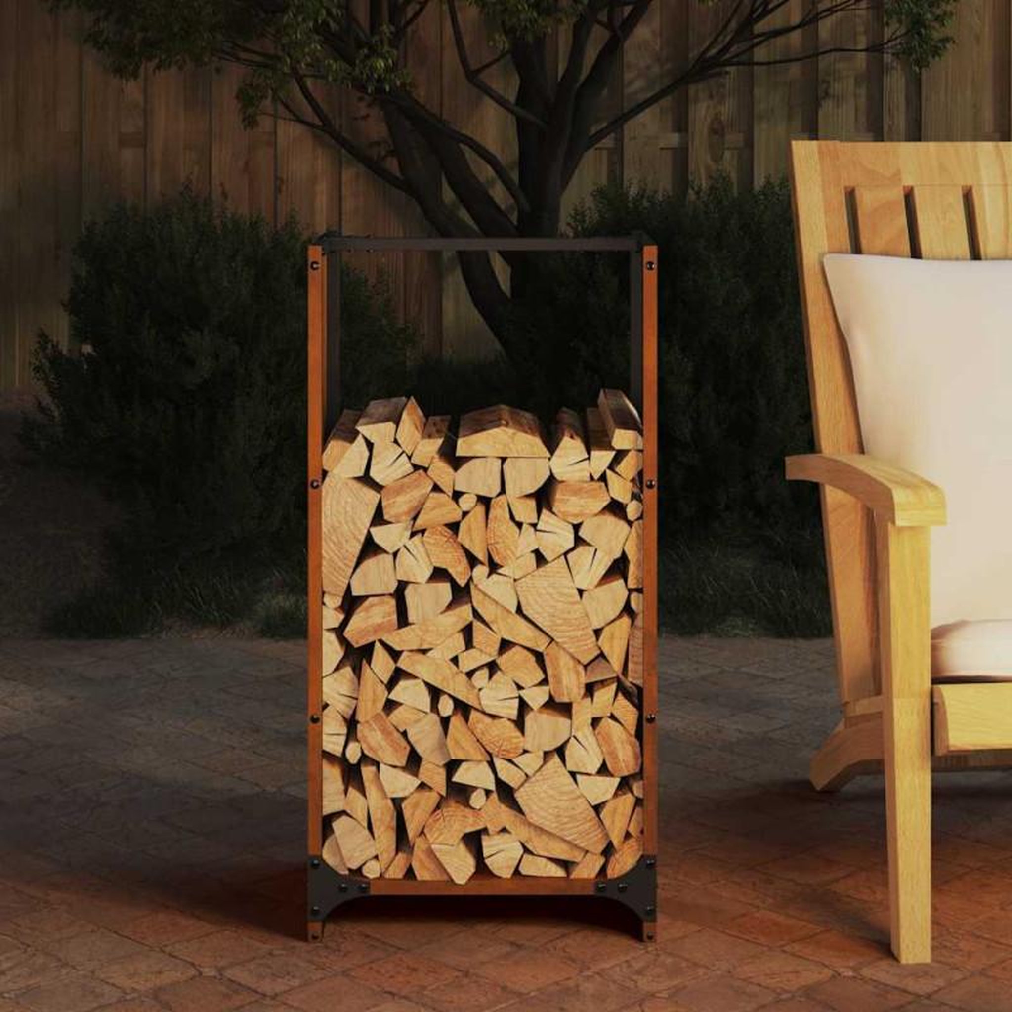 Voir la diapositive 3 : VIDAXL Étagère à bois 40x30x80 cm acier résistant aux intempéries