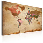 Paris Prix Tableau Imprimé  World Map : Brown Elegance. Coloris disponibles : Multicolore