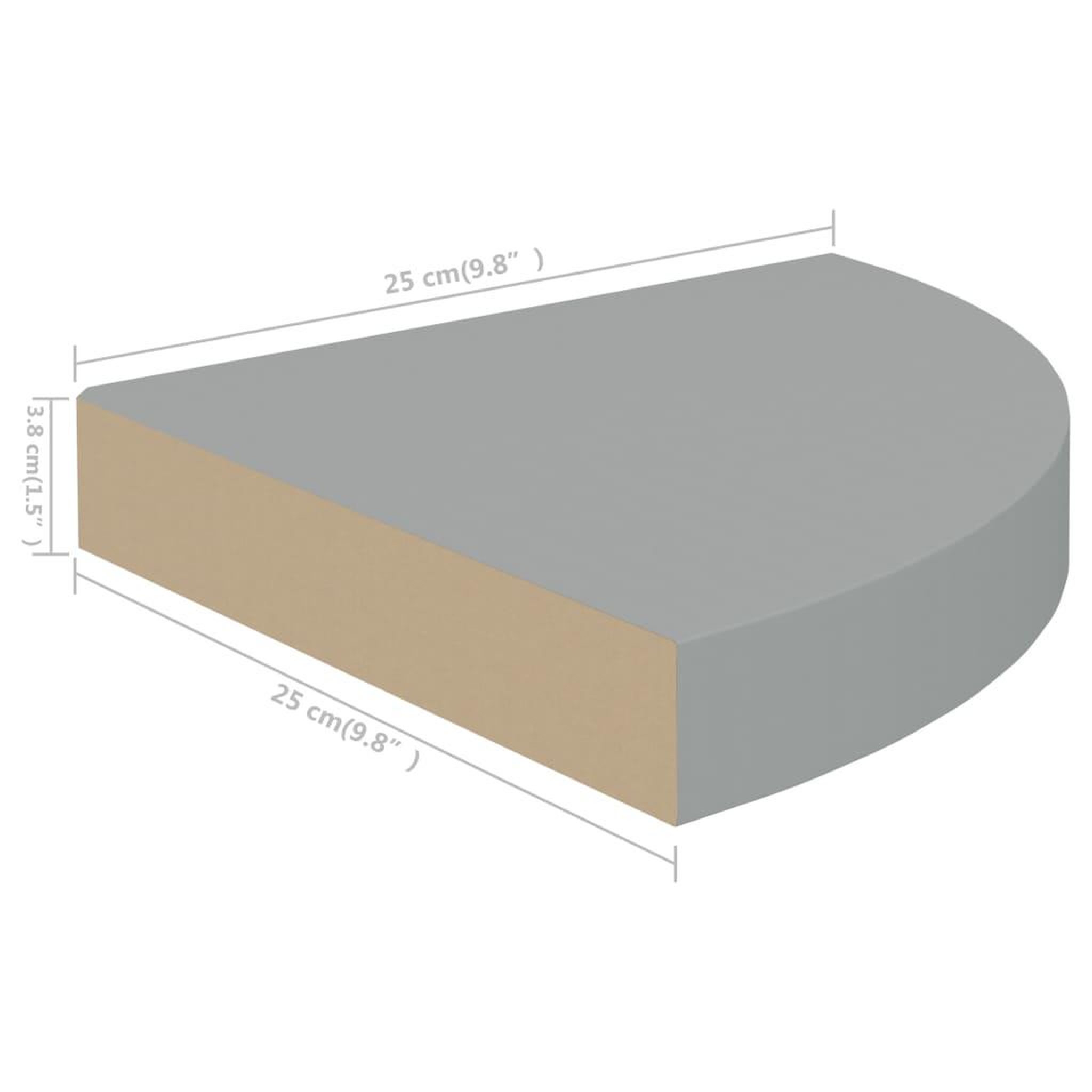 Voir la diapositive 6 : VIDAXL Etageres d'angle flottantes 2 pcs gris 25x25x3,8 cm MDF