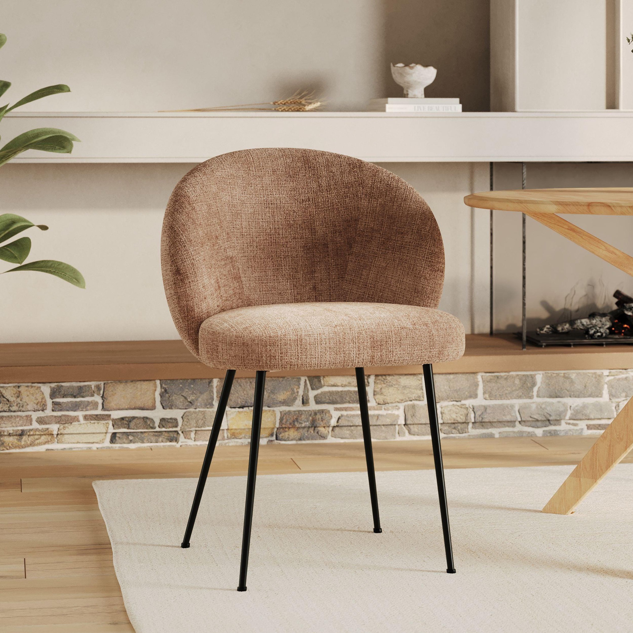 Voir la diapositive 2 : MAISON PAVANE Chaise en velours chenillé marron glacé et métal noir-bloomy