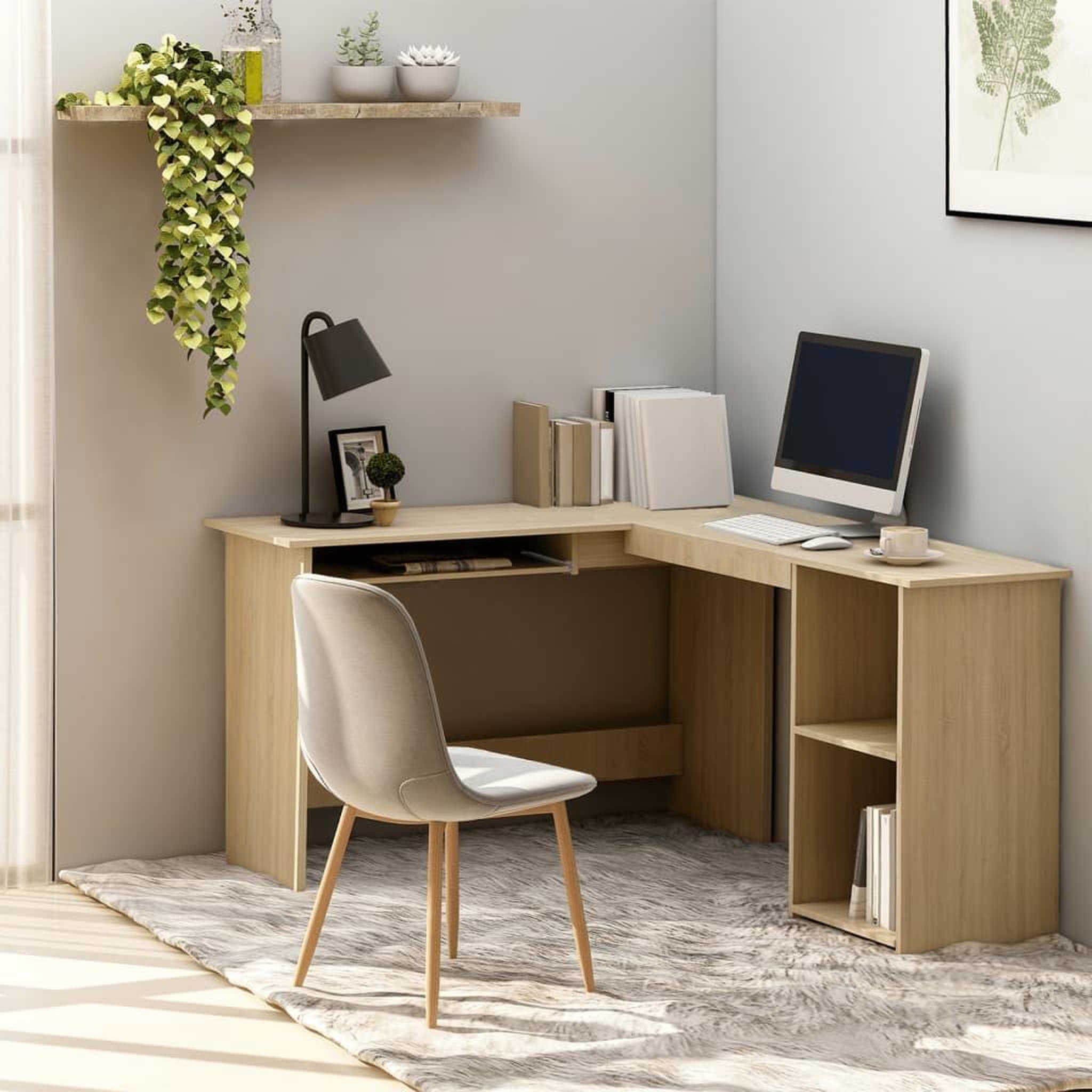 VIDAXL Bureau d'angle en forme de L Chene sonoma Bois d'ingenierie
