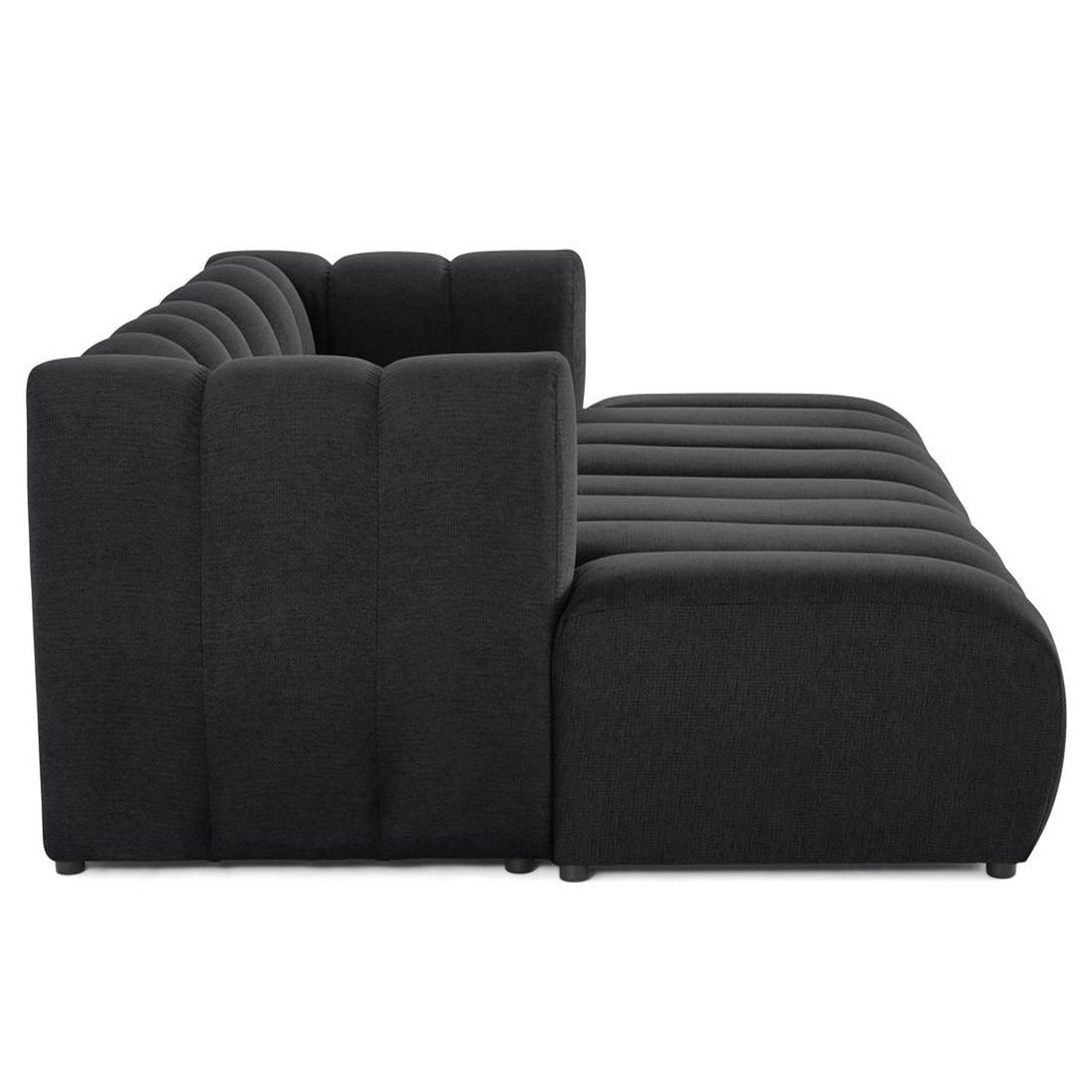 Voir la diapositive 5 : BEST MOBILIER Debbie - canapé modulable droit 3 places avec double méridienne - assise profonde - en tissu texturé