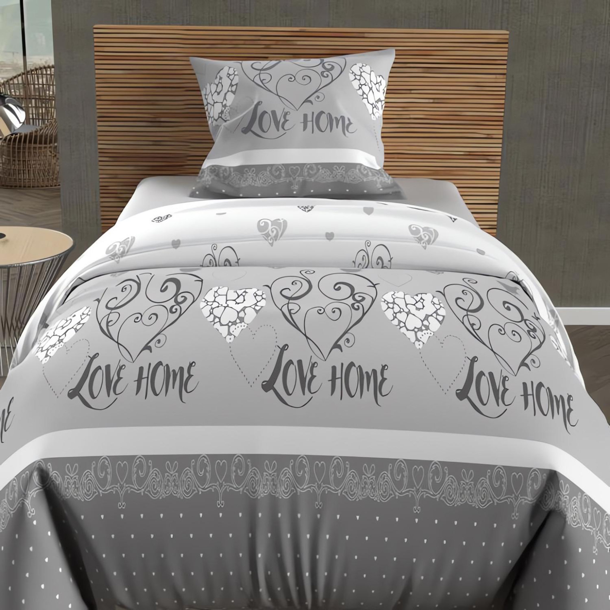 Voir la diapositive 2 : SOLEIL D'OCRE Parure housse de couette coton 57 fils valentine, par soleil d'ocre