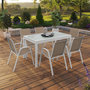 Voir la diapositive 3 : ID MARKET Salon de jardin MADRID table extensible 135-270 CM et 12 chaises empilables blanc et beige