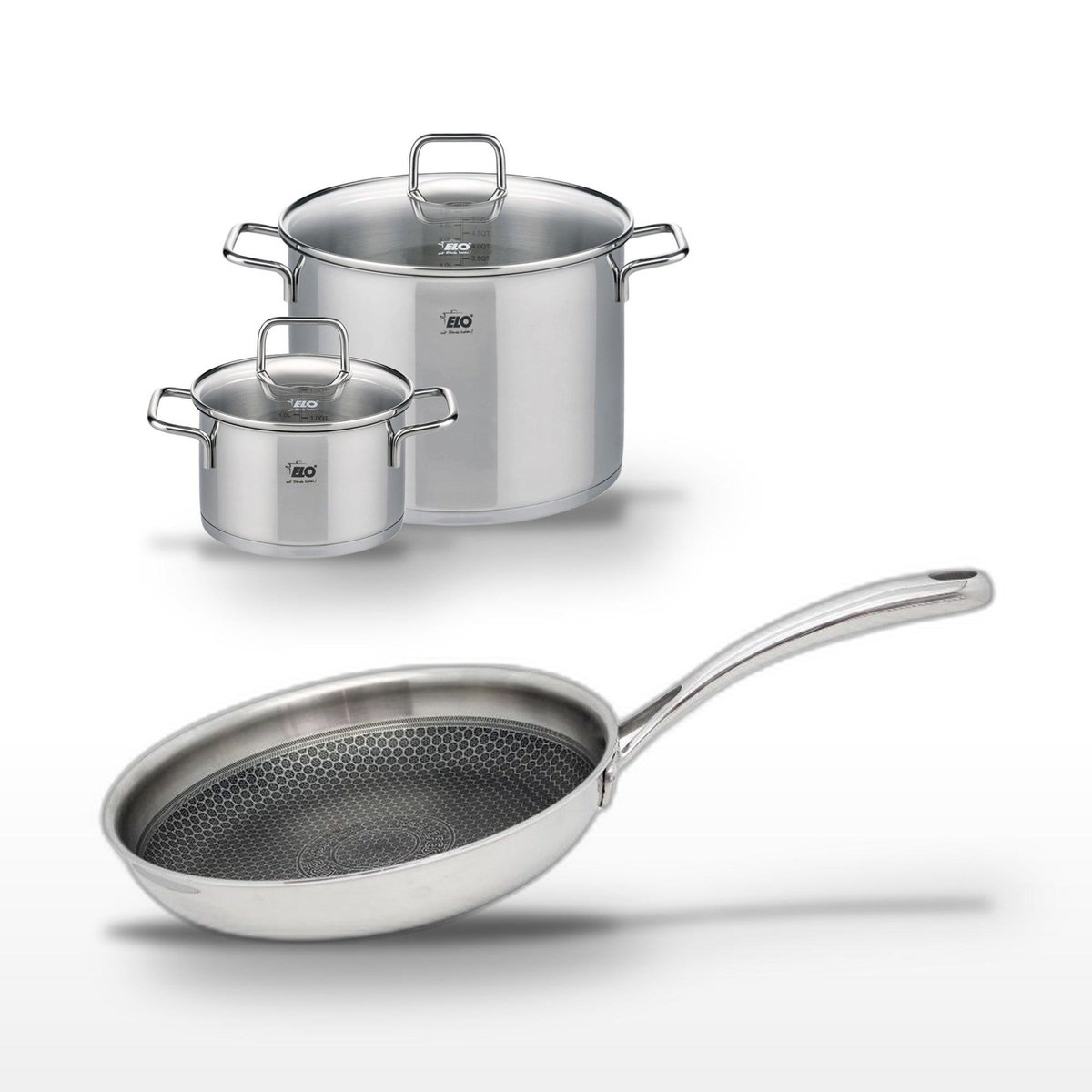 ELO Lot Poêle 24cm & 2 Faitouts 20/26cm Elo Relief Evolution