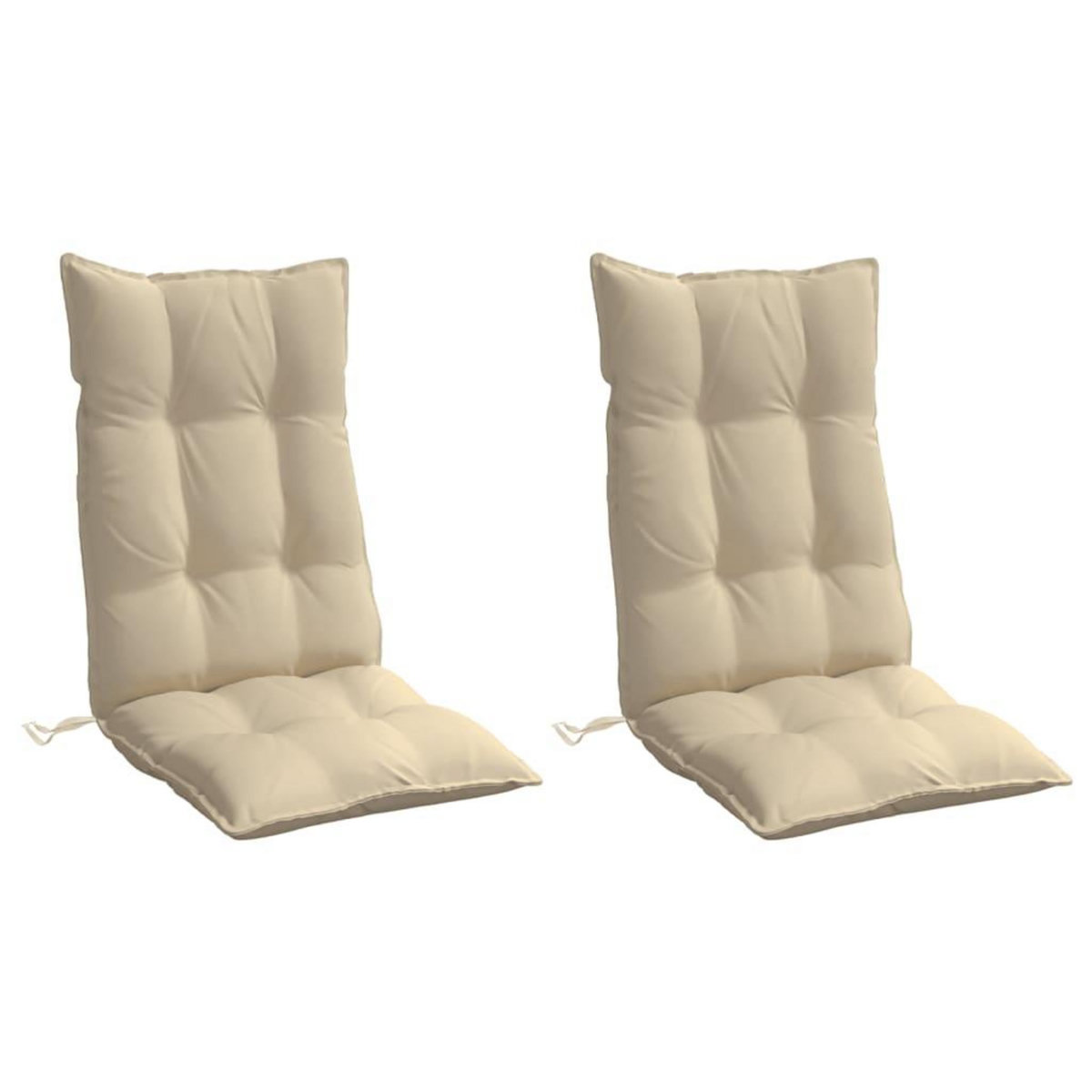 VIDAXL Coussins de chaise a dossier haut lot de 2 beige tissu oxford